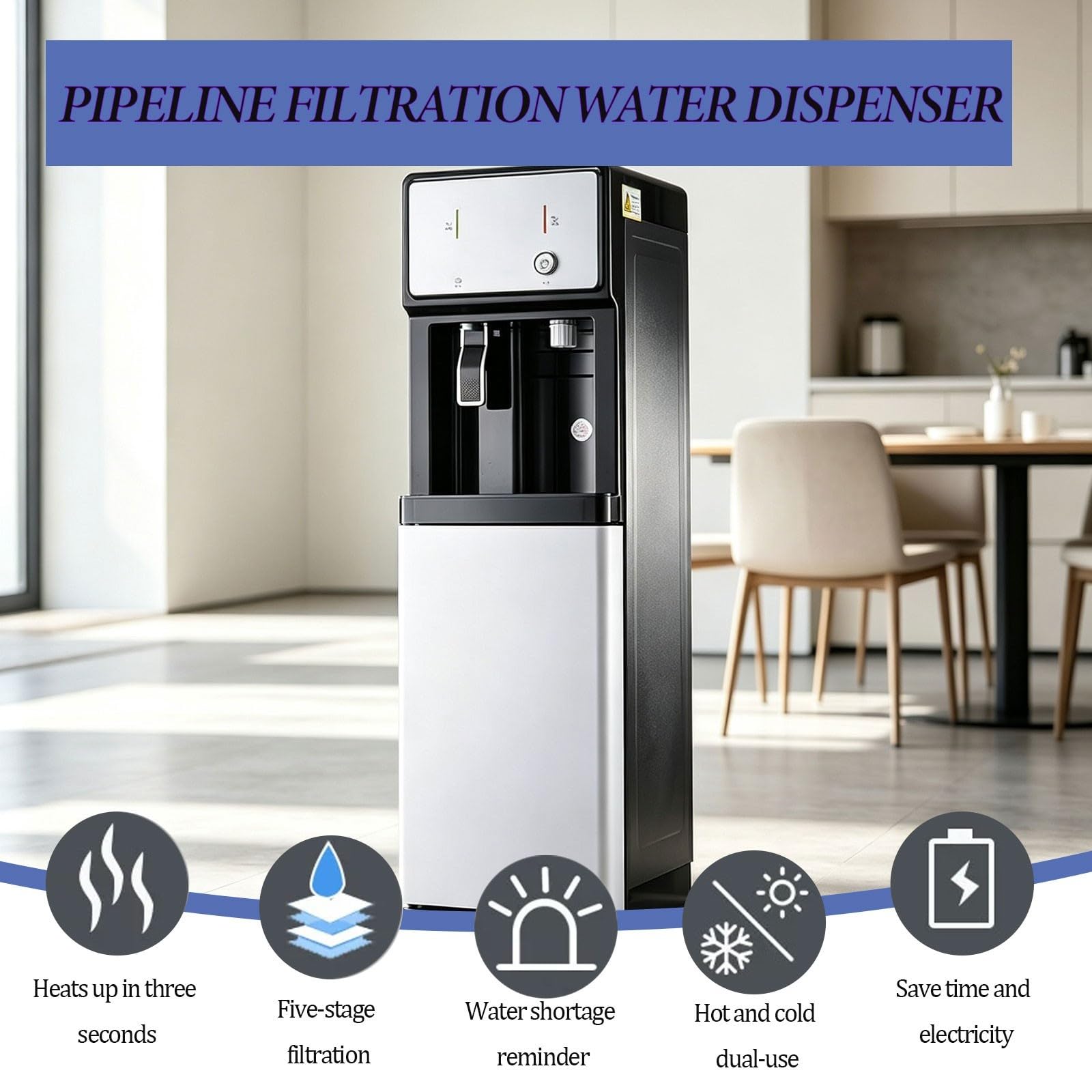 Il refrigeratore di acqua calda e fredda si riscalda in tre secondi. | Ebollizione istantanea, doppia funzione, indicatore di livello basso dell'acqua, bassa rumorosità