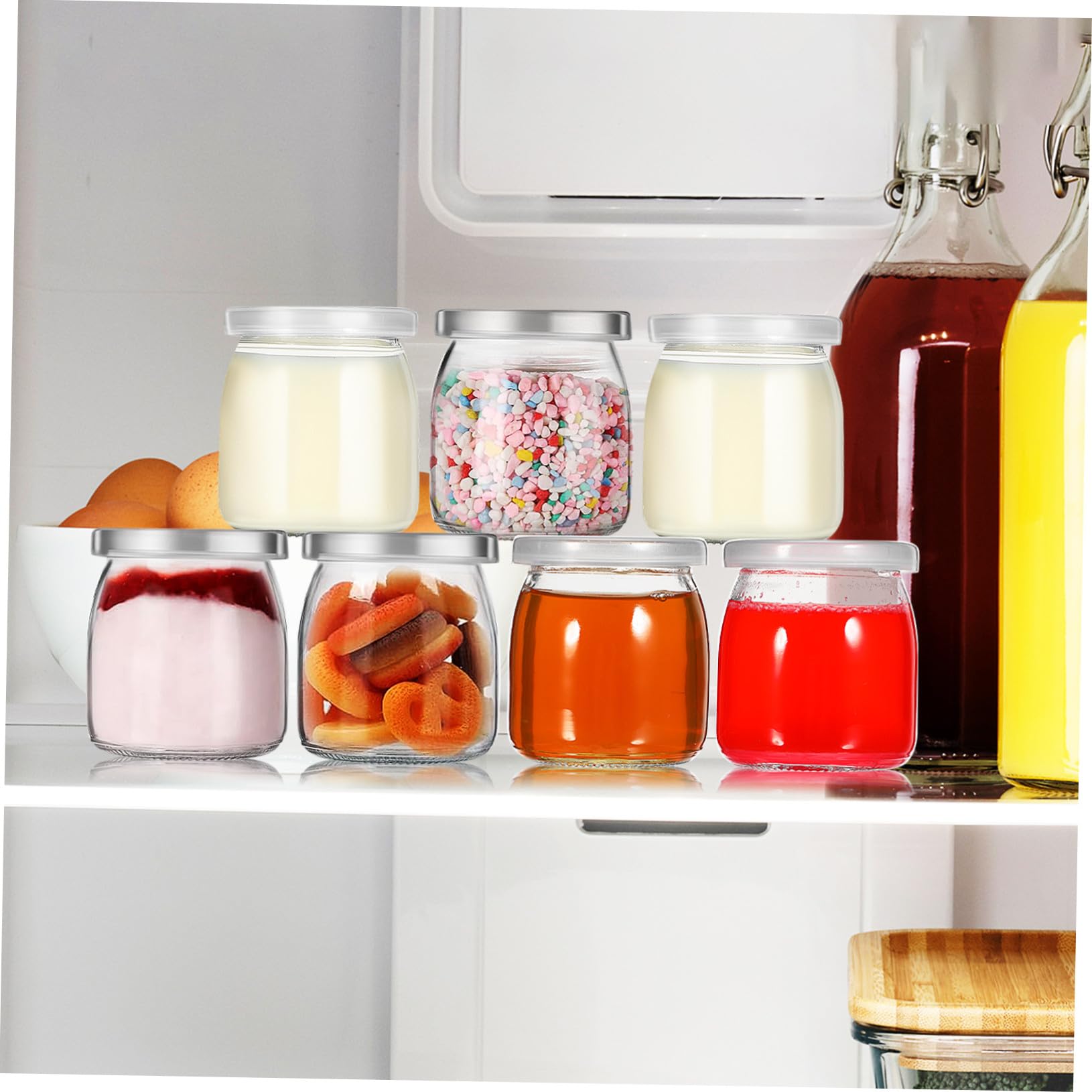 PRETYZOOM 12 Stück Teiliges Hitzebeständige Glas Joghurtgläser mit Deckel Kleine Mehrzweck Puddinggläser für Desserts Marmelade Honig Babybrei Sicher Praktisch Vielseitig Einsetzbar