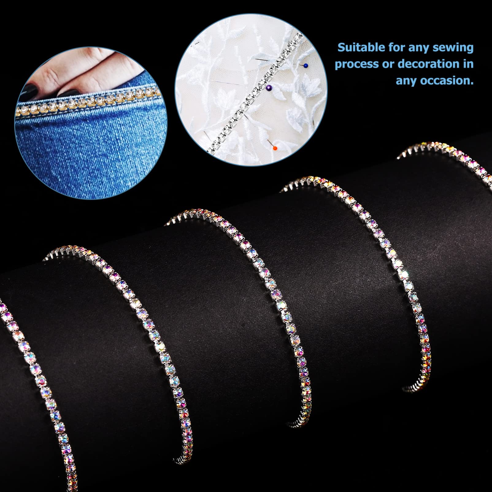 ACiyD Stück Strass-Besatz Diamant-Kristallkettenapplikationen Bling-Bordüren für DIY-Dekoration und Hochzeitskleidungsverschönerungen