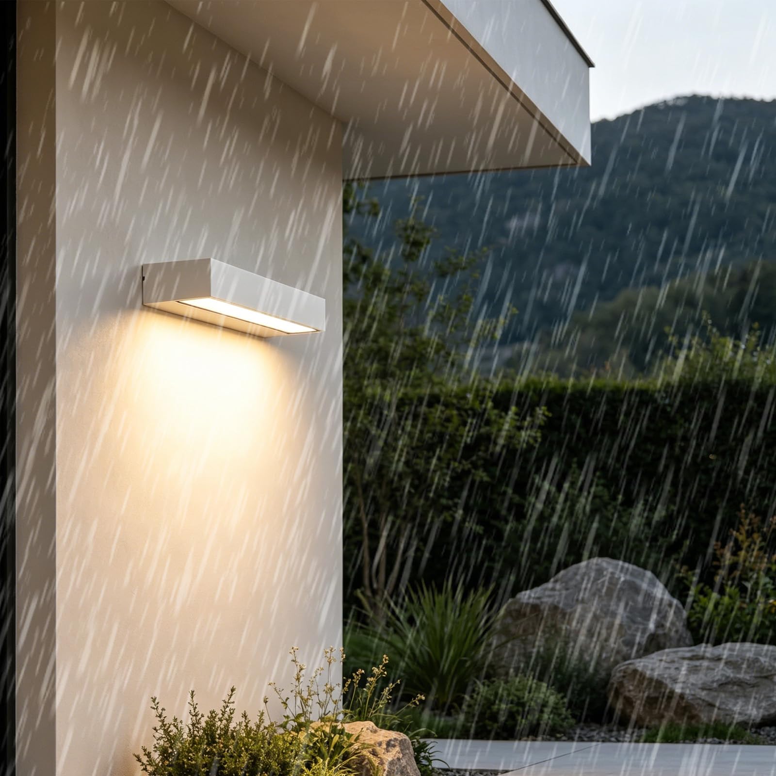 Luz de pared exterior rectangular moderna IP65 con tecnología LED y chasis de aluminio 8