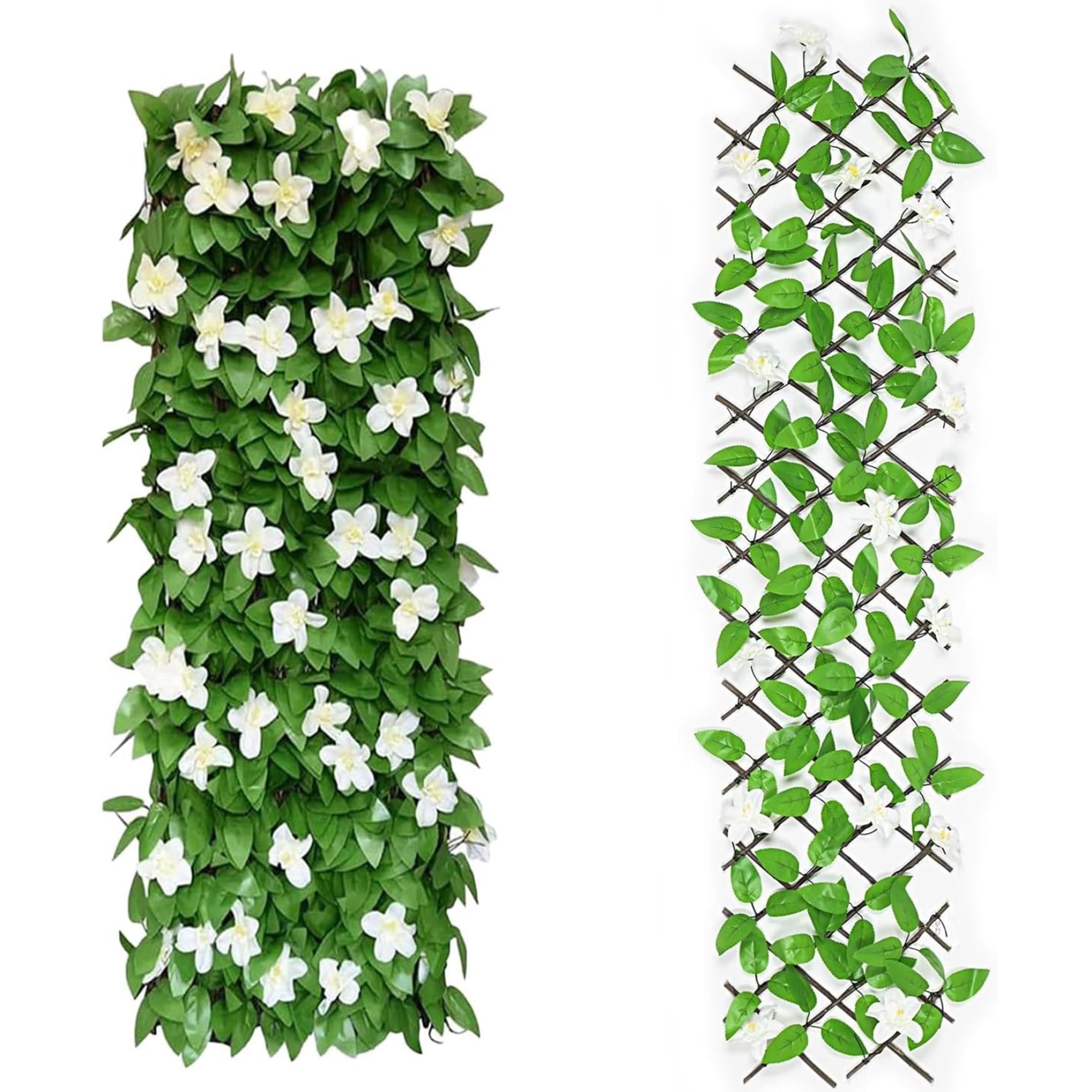 Lierre artificiel avec fleur sur treillis extensible pour embellir votre balcon et jardin