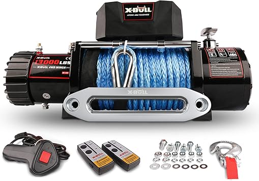  X Bull Synthetic Rope Winch 13000 Lb Load Capacity Automotive
