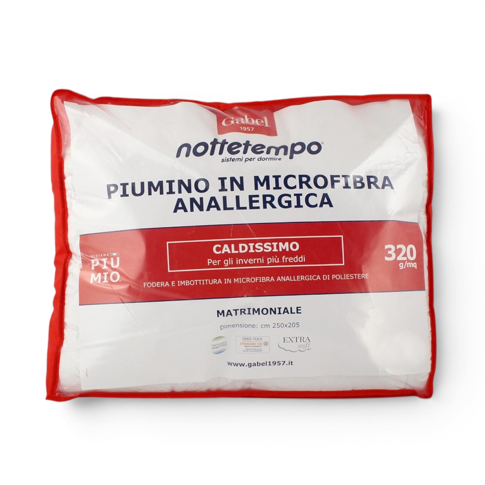 Gabel Nottetempo Piumino Matrimoniale Microfibra Caldissimo, 320 gr/​mq, Poliestere, Bianco, 205x250x2 cm