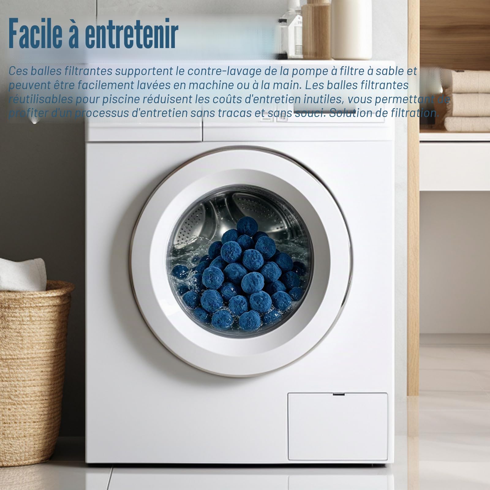 Balles Filtrantes pour Piscine 1800 G, Boules Filtrantes, Balle Filtrante Piscine, Remplace 65kg Sable De Filtration, Réutilisables Balles Filtrantes pour Systèmes Filtration Piscine