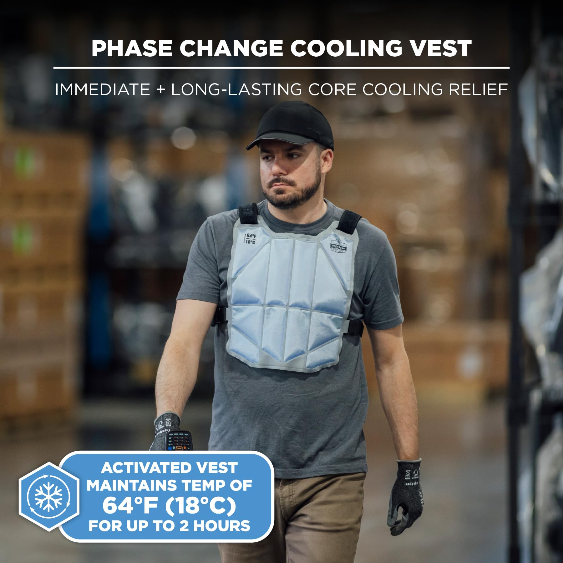 Ergodyne Chill-Its 6210 - Gilet refrigerante a cambiamento di fase con asciugamano refrigerante 6602 Chill-Its