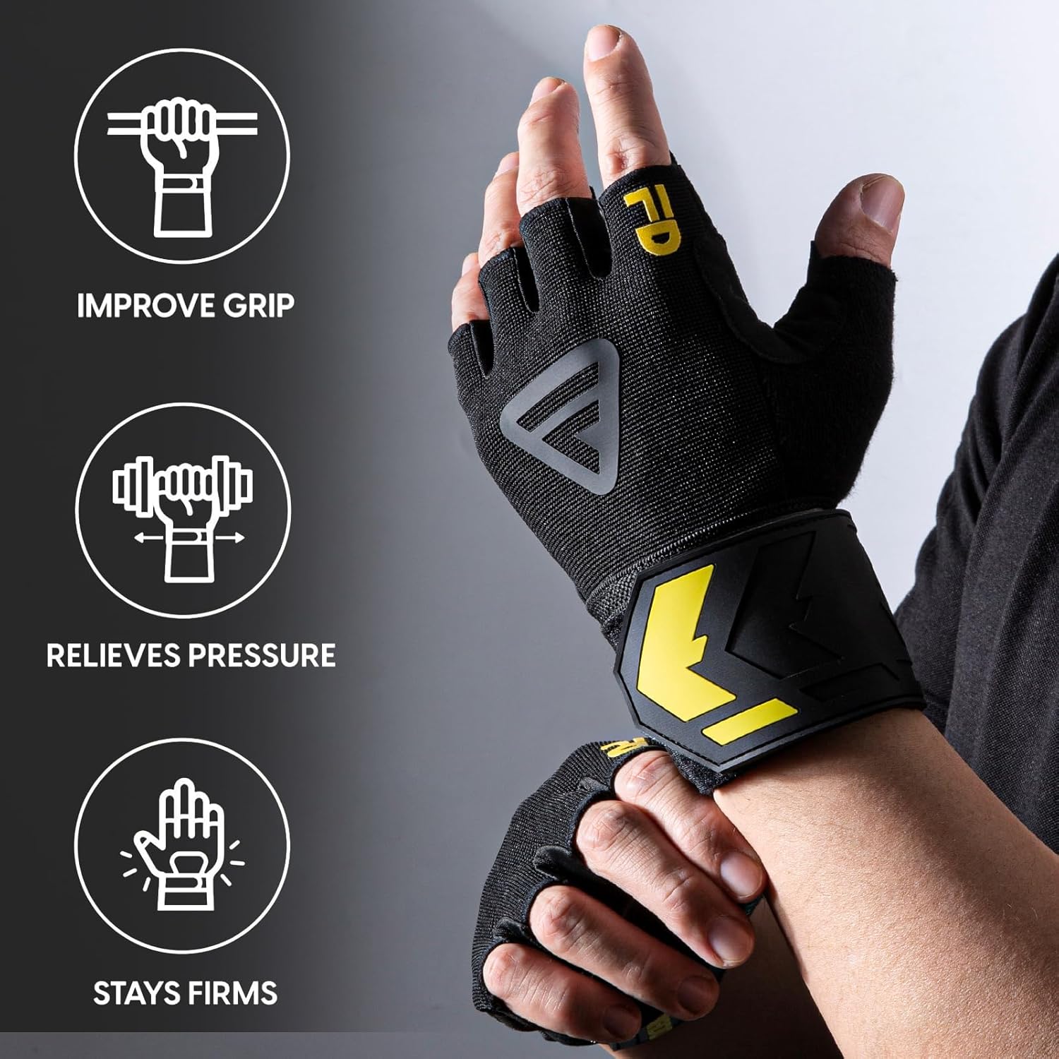 Weight Lifting Gloves for Men and Women, with Cushion Pads and Silicone Grip, Workout Gloves with Wrist Wrap Support for Bench Press, Weightlifting, Training, Pull-ups, Rowing - Image 2