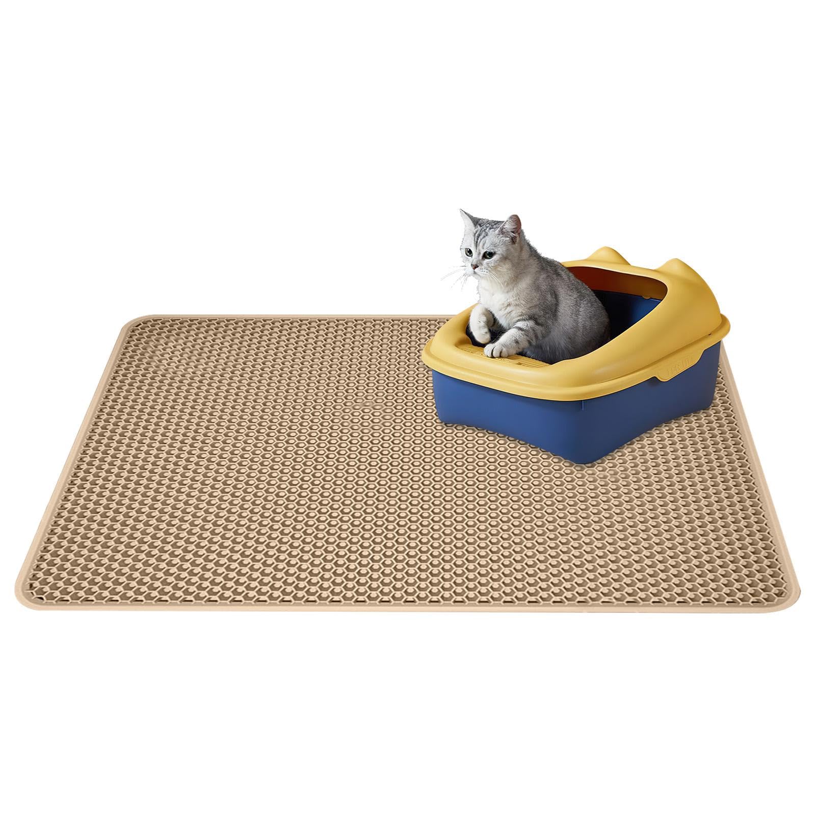 Tapis de litière pour chat - Tapis de litière pour chat - Double couche | Attrape-litière et attrape-tapis - Lavable - Attrape-litière et tapis pour les sols plus propres