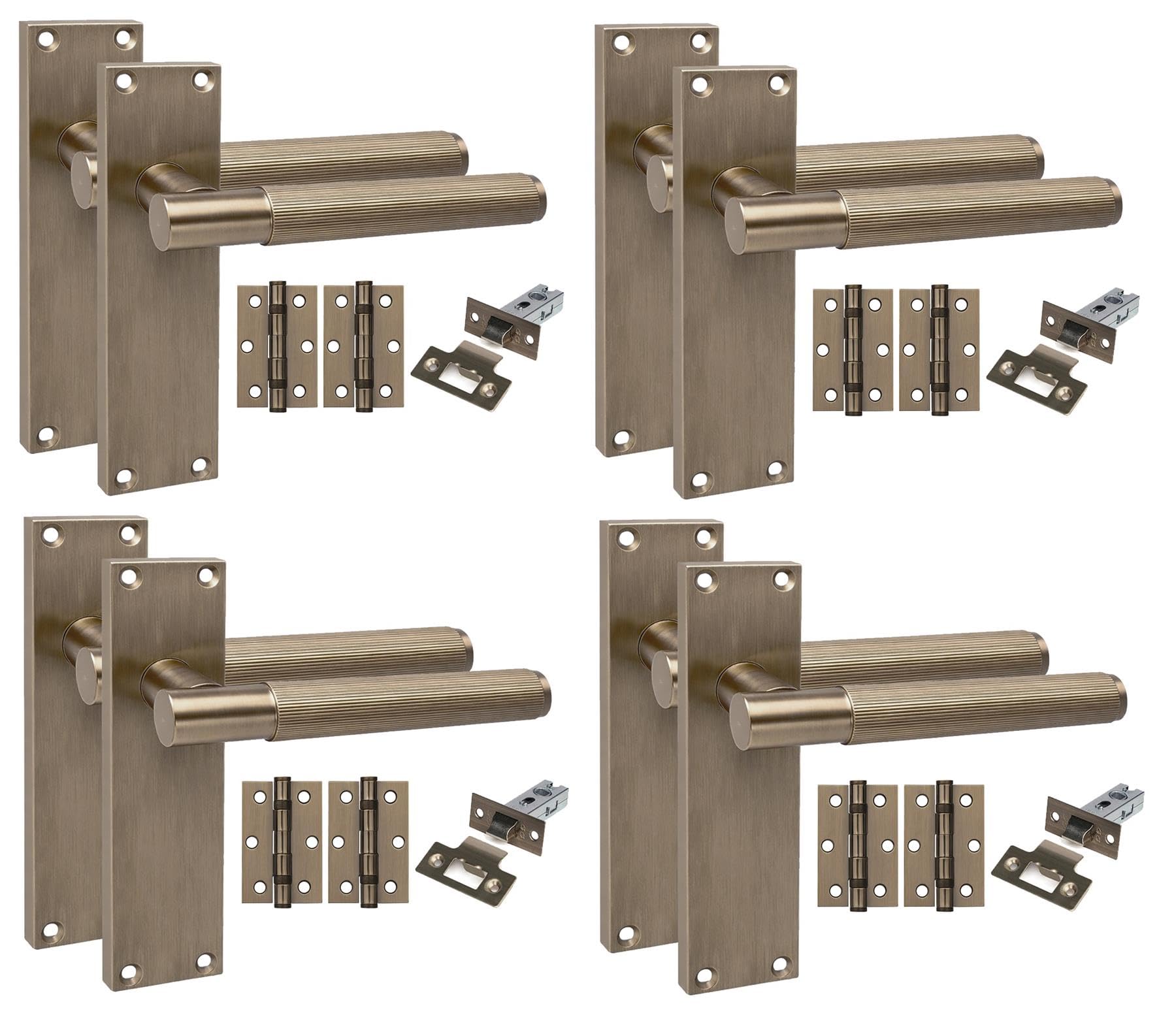 Golden Grace 4 Pair Victorian Door Handle Sets, Antique Brass, 4 Set