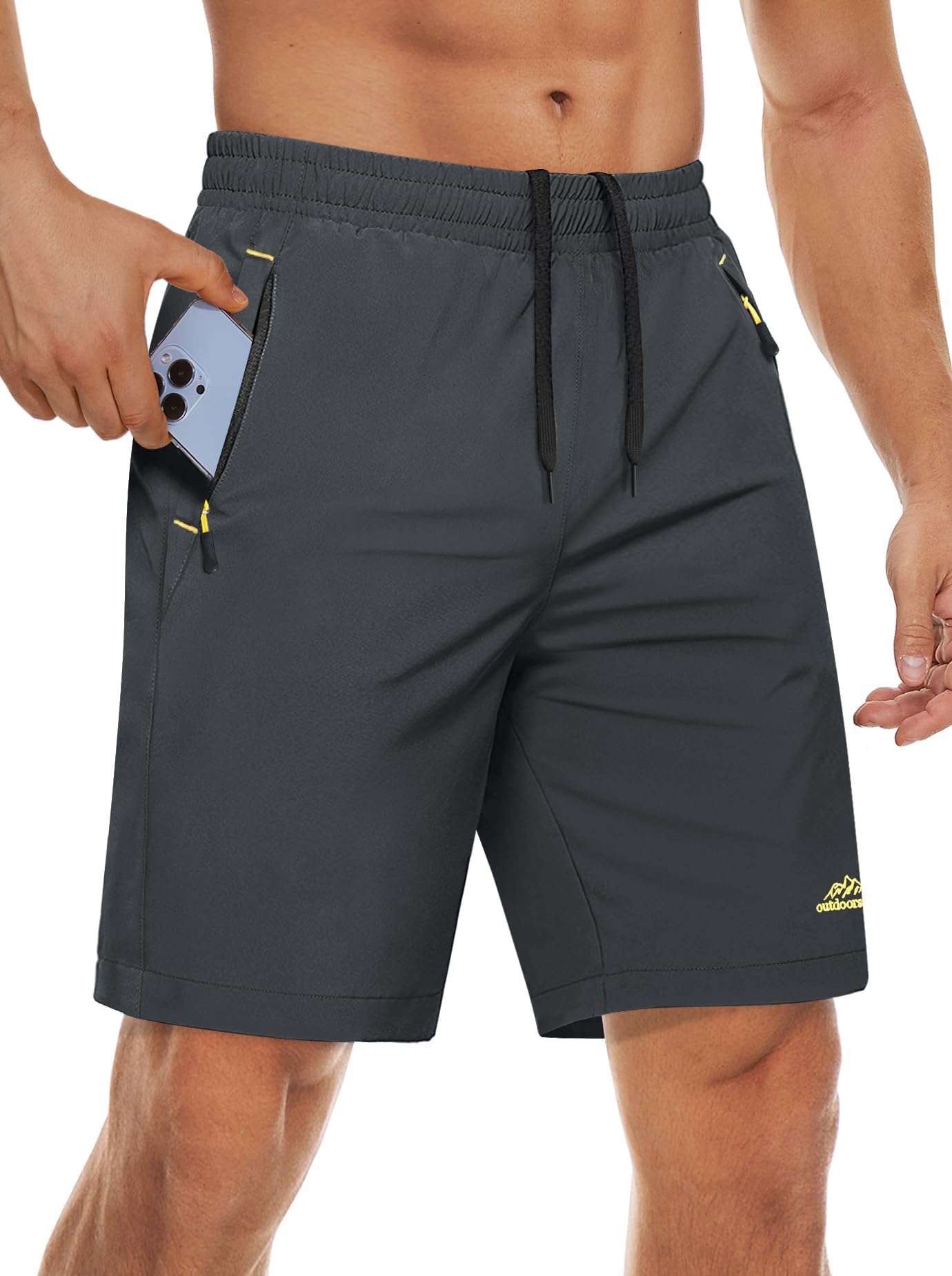MAGCOMSEN Men's Athletic Shorts Quick Dry Gym Shorts Workout Sport with Zipper Pockets for Running Basketball Hiking