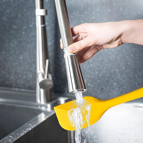 Miniatura 5 de Juego de 6 espátulas de silicona de grado alimenticio para cocina, hornear, cocinar y mezclar, resistentes al calor, antiadherentes, aptas para