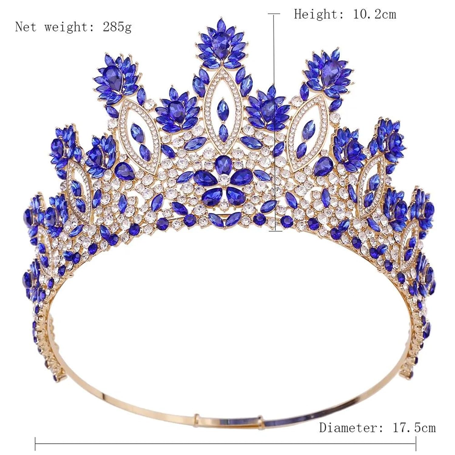 Floral Crystal Tiara Crown For Women Round Rhinestone Queen Princess Headpiece Bridal Wedding Prom Birthday Hair Accessories
