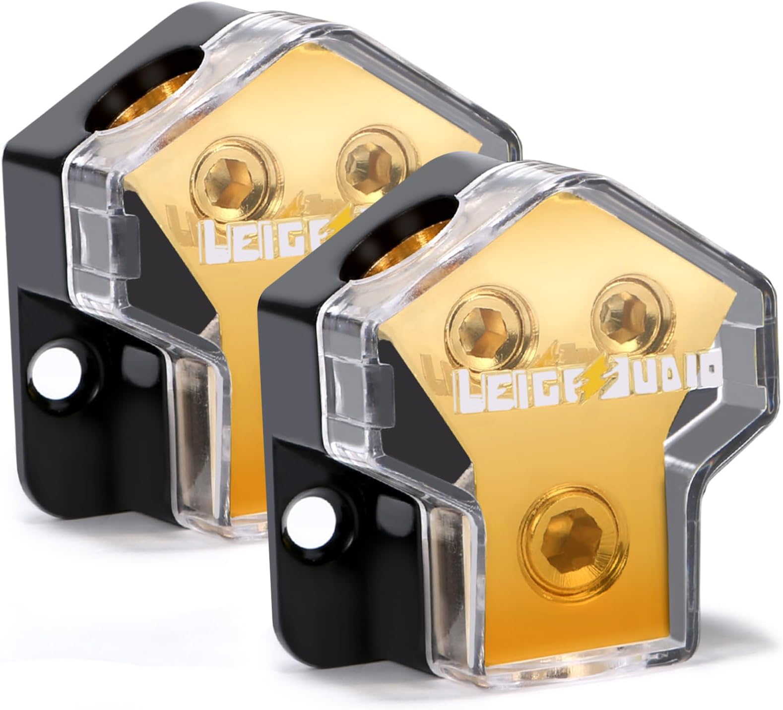 LEIGESAUDIO 0/2/4 Gauge in 4/8 Gauge AWG Out Amp Power Distribution Block for Car Audio Splitter-2 Way(2 Pack)