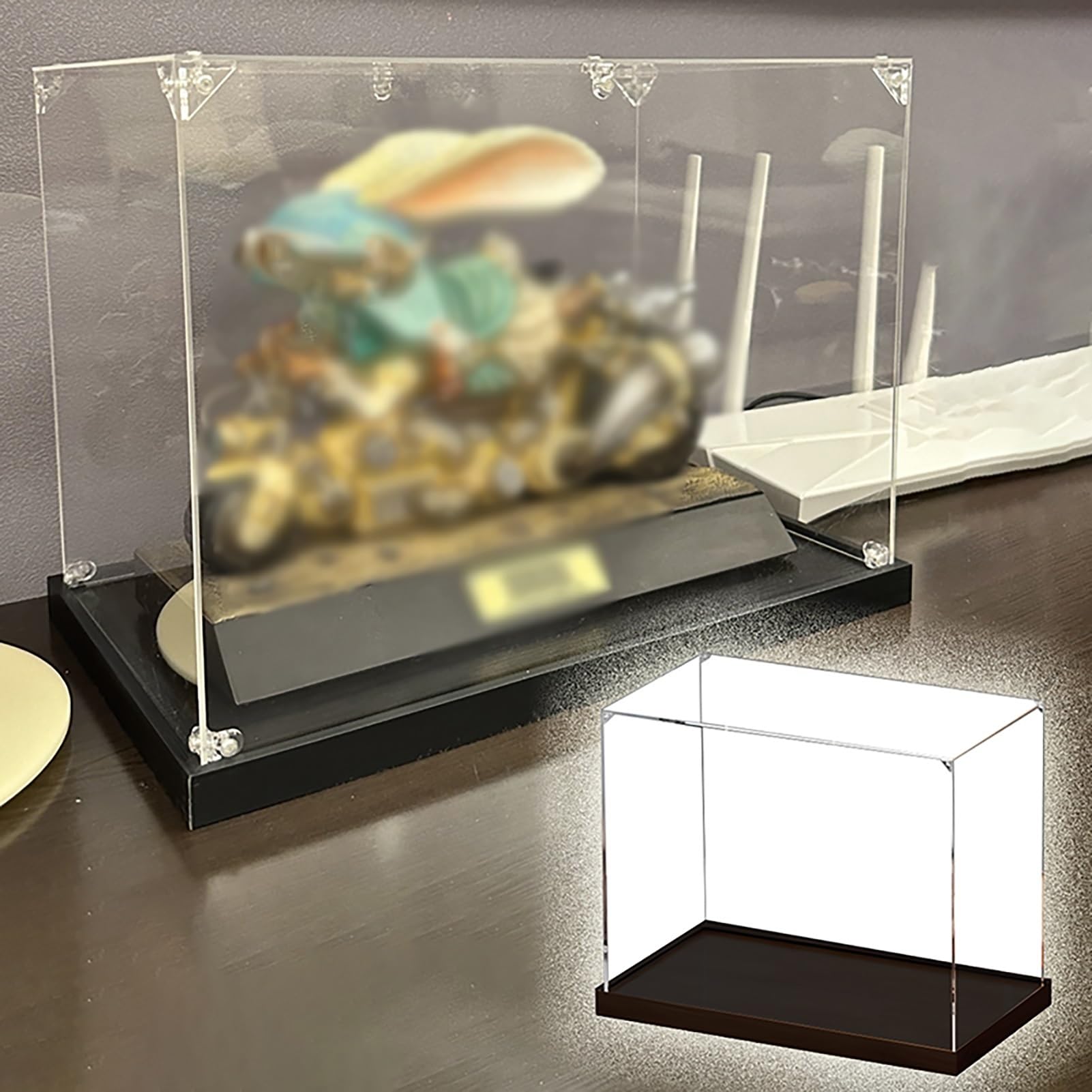 Teca Plexiglass Vetrina in Acrilico Trasparente Lunga 10-50cm, Scatola in Vetro Alternativa Visibile con Base Ispessita, Vetrina Personalizzabile per Oggetti da Collezione(15x15xH15cm/6x6x6)