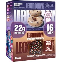 Legendary Foods High Protein Snack Bundle 16 Pack - Double Chocolate Pastry & Blueberry Mini Donuts - Low Sugar, Keto Friendly Treats for Busy Lifestyles