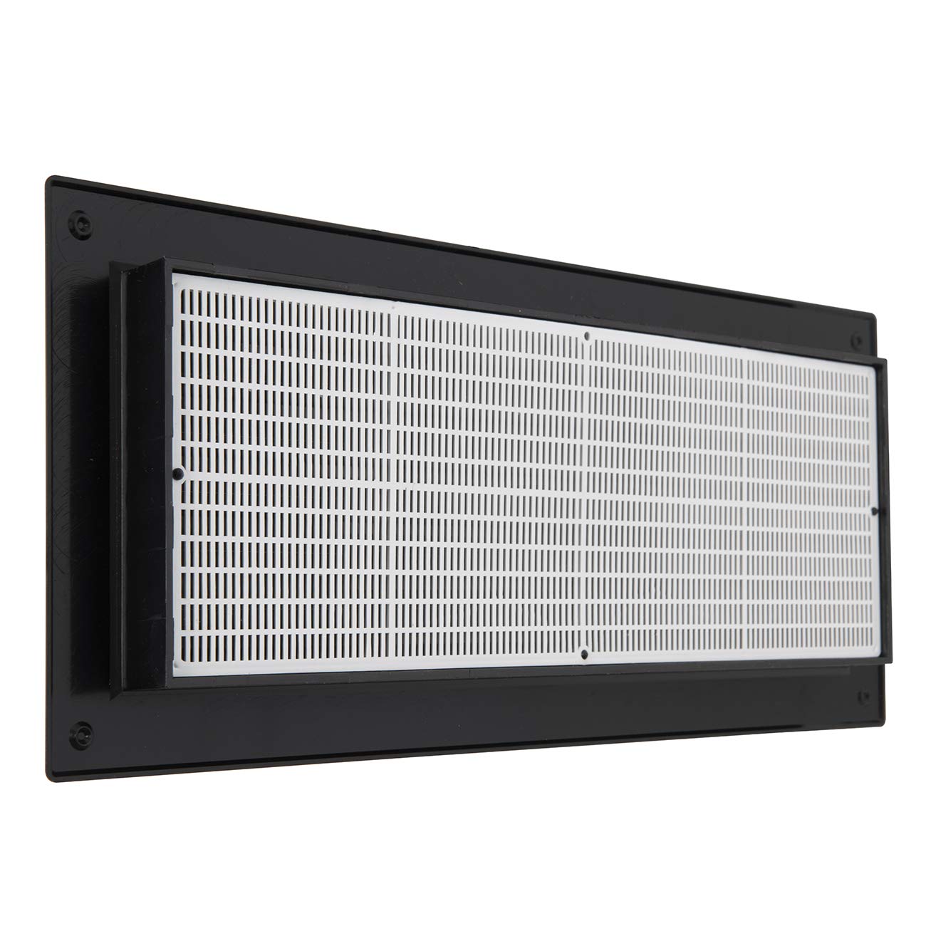 La Ventilazione P31R13N Prostokątna kratka z czarnego tworzywa sztucznego, do montażu z siatką chroniącą przed owadami, wymiary 315 x 136 mm, czarna
