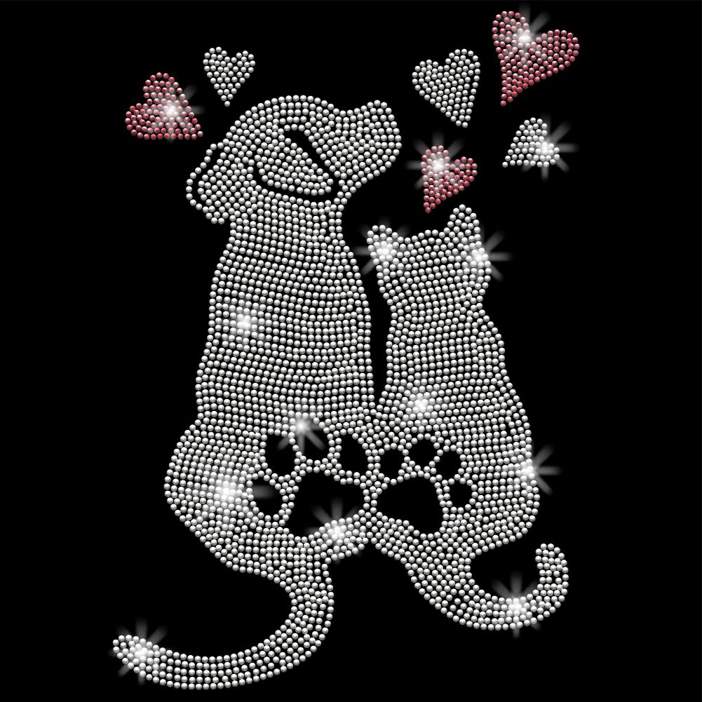 Autocollants strass patte de chien et chat pour décorer une veste en jean
