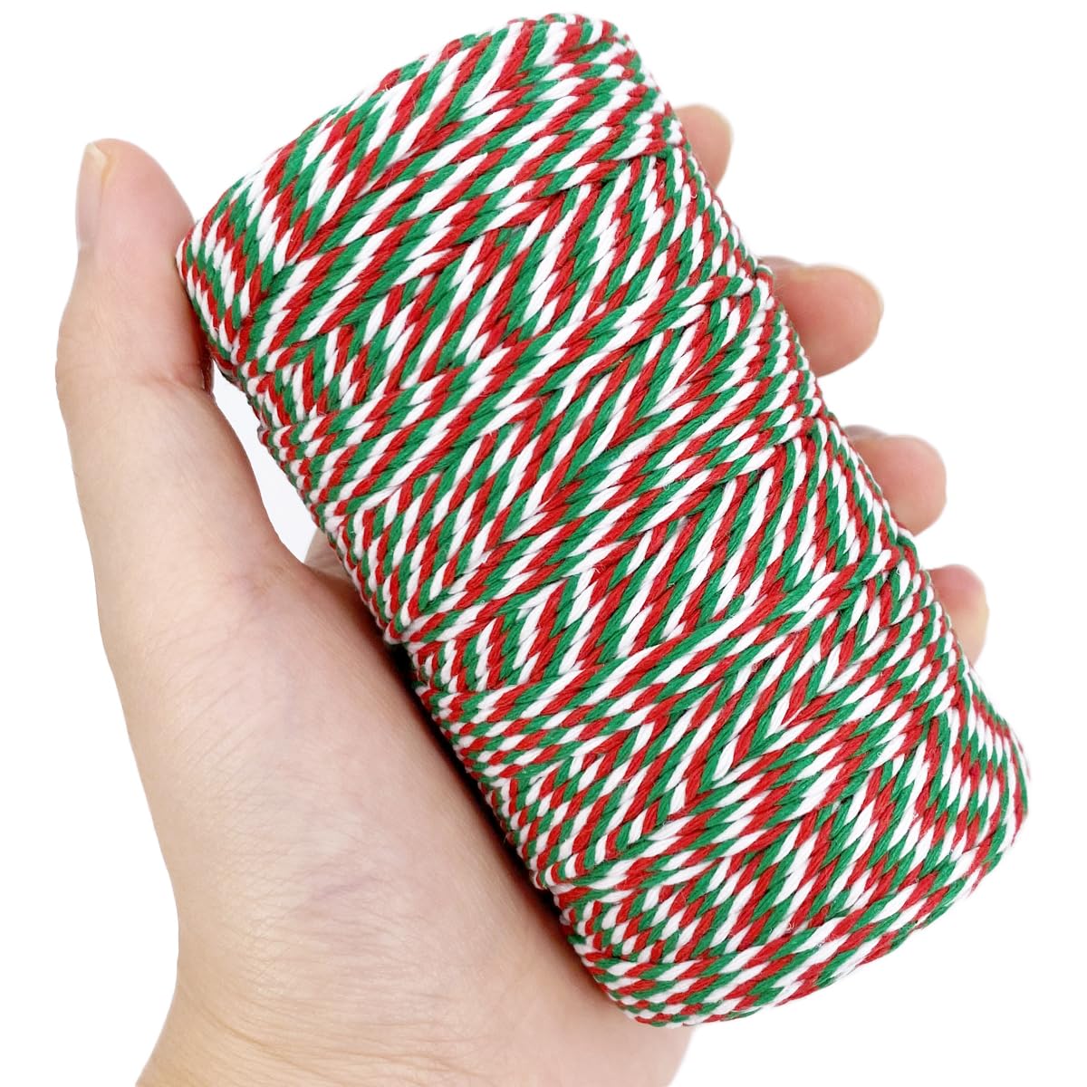 Cuerda De Algodón Rojo Y Blanco - 2 Rollos De 100 M, 2 Mm De Grosor, Para Manualidades, Jardinería O Navidad