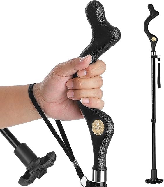 Youyijia Walking Stick Posture Walking Canes Portable Lightweight Posture Cane Adjustable Height Self-Stand 360 Deg Traction Non Slip Stick Crutches Elderly Aids Walking
