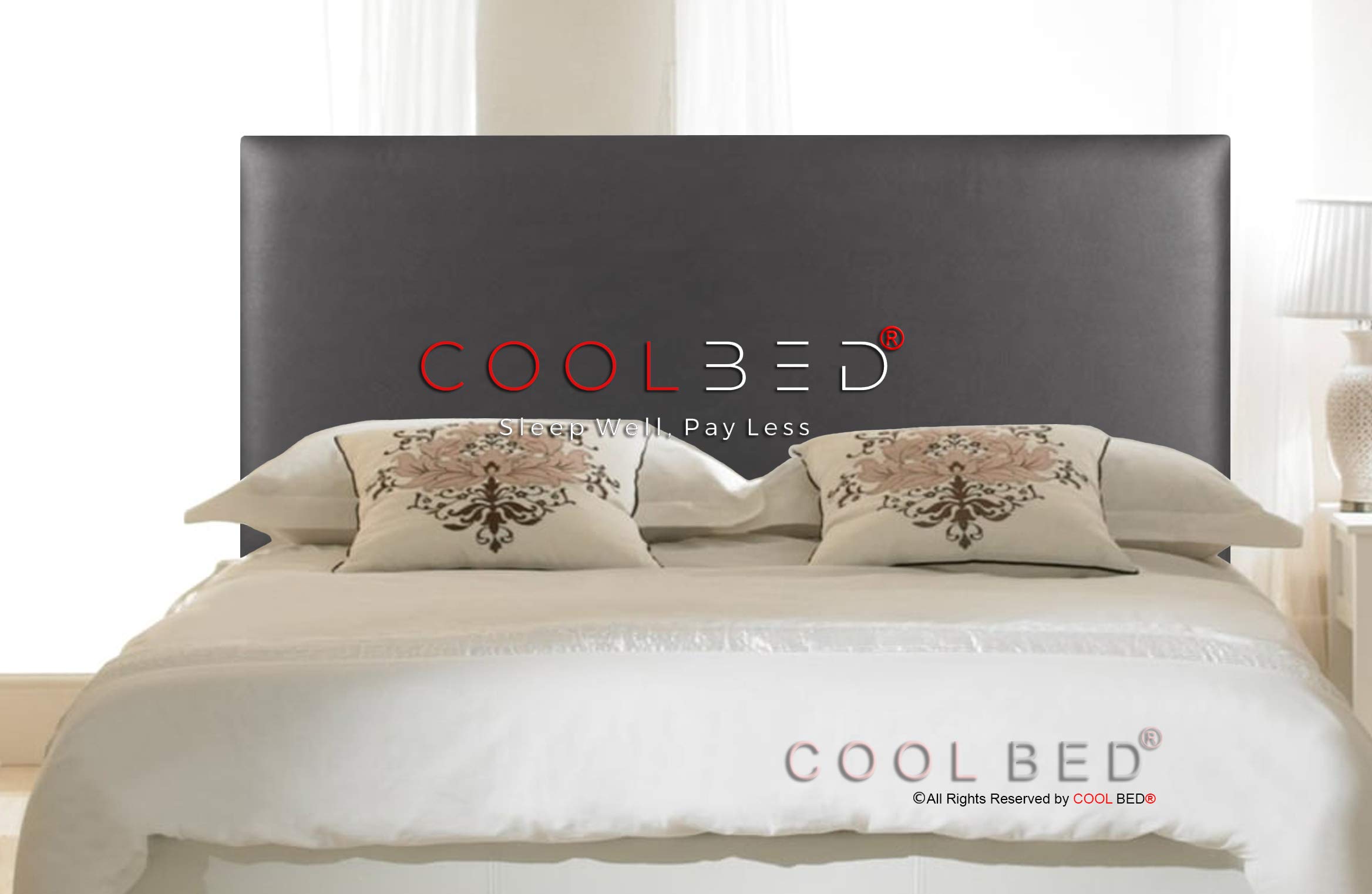 KING SIZE PLAIN FAUX LEATHER CHESTERFIELD 5FT HEADBOARD FOR DIVAN BED IN 20" OR 26" HEIGHT (GREY - 20")