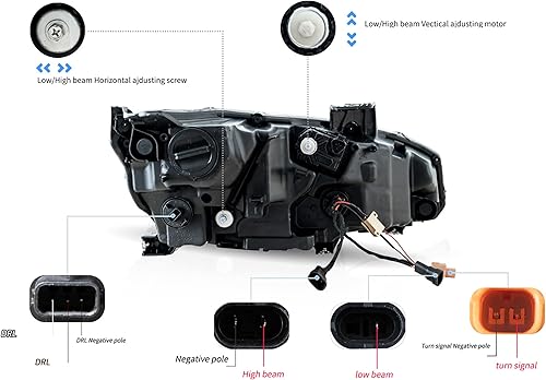 Miniatura 9 de vland carlamp Headlights Assembly Compatible with 10TH Gen Honda Civic SedanCoupeHatchbackType R 2016-2021 WDynamic Start-up Blue DRL, Front Lights