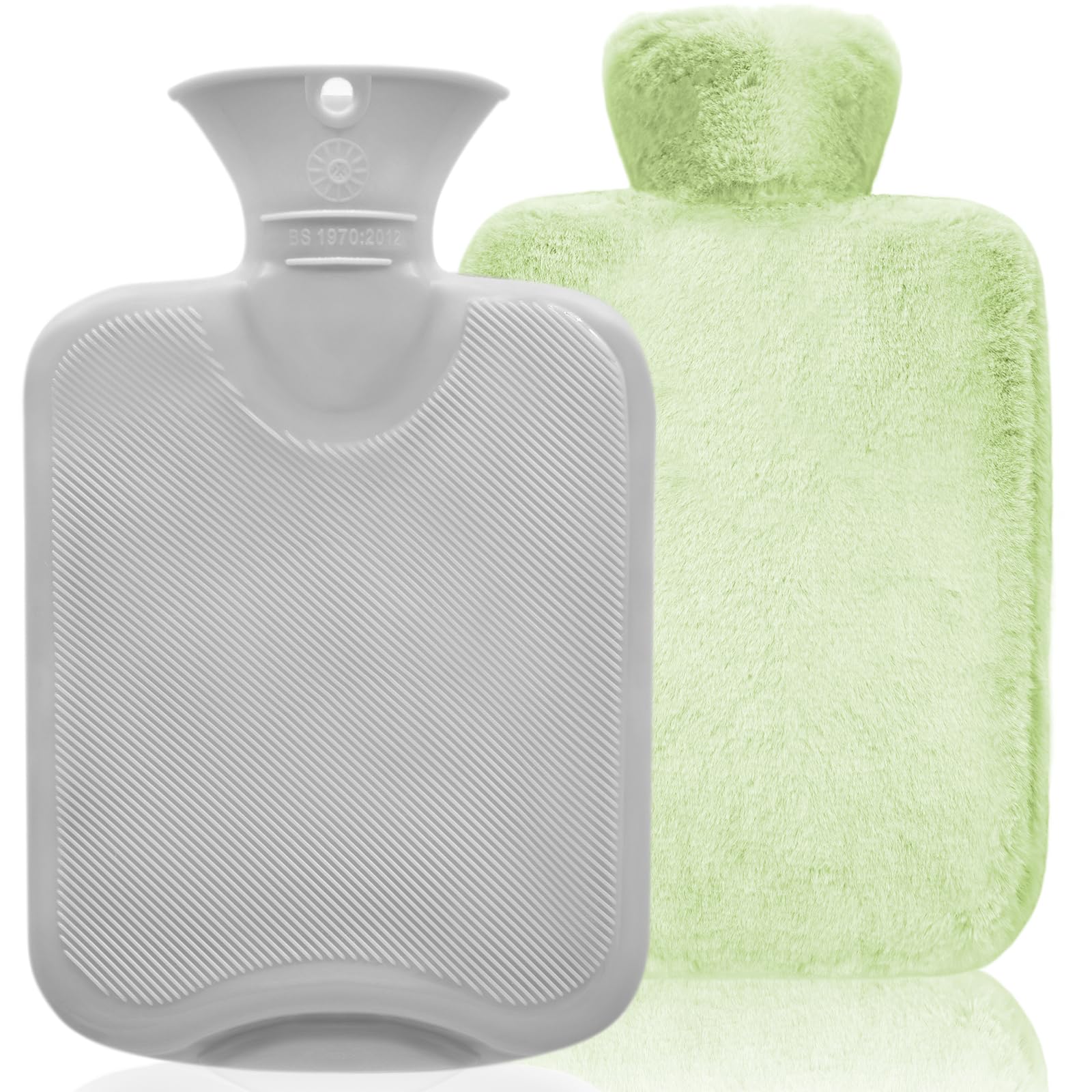 1L Large Hot Water Bottle with Soft Cover - Hot Water Bag for Hot & Cold Therapy, Hand & Foot & Bed Warmer, Ideal for Winter Comfort, Neck/Shoulder Pain Relief(Green)