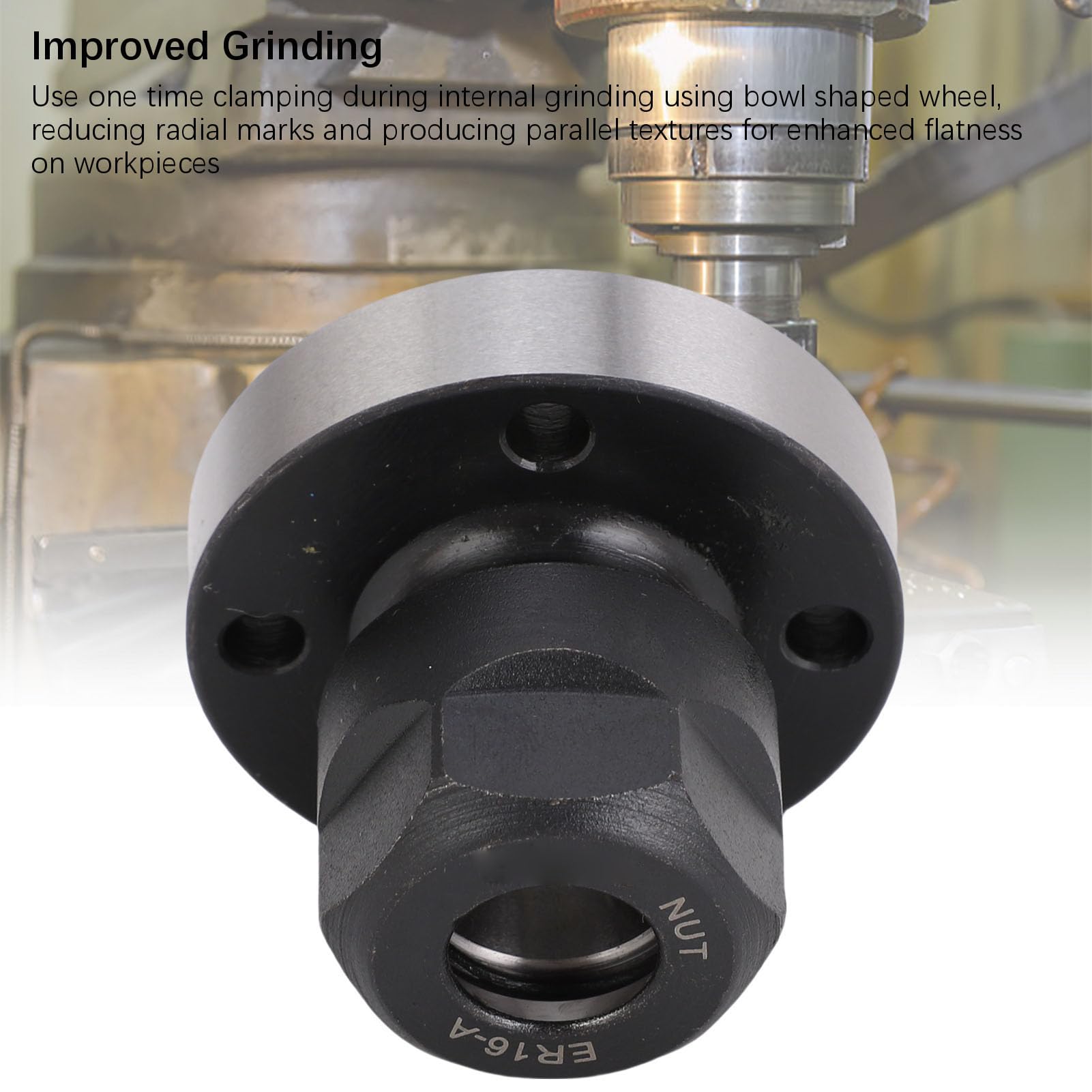 ER16 D45 Flange Collet Holder - 4 Holes Eccentric Nut Stainless Steel Chuck Seat for Lathe Machining Center Precision Grinding & Turning