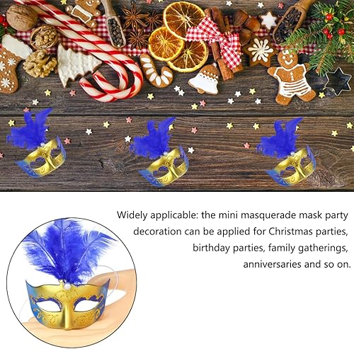 Miniatura 3 de IETANG Mini máscara de plumas de lujo, máscara pequeña para mascarada, Mardi Gras, decoraciones para fiestas, paquete de 12 unidades