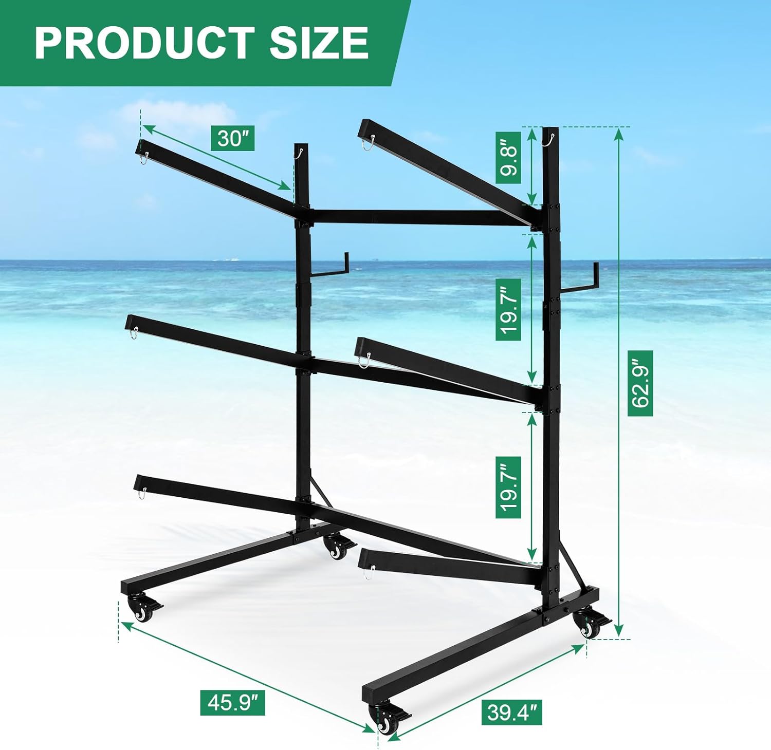Kayak Storage Rack with Lockable casters,Thickened Heavy Duty Kayak Stand, for Indoor, Outdoor, Garage, shed, Marina Kayak Storage Racks