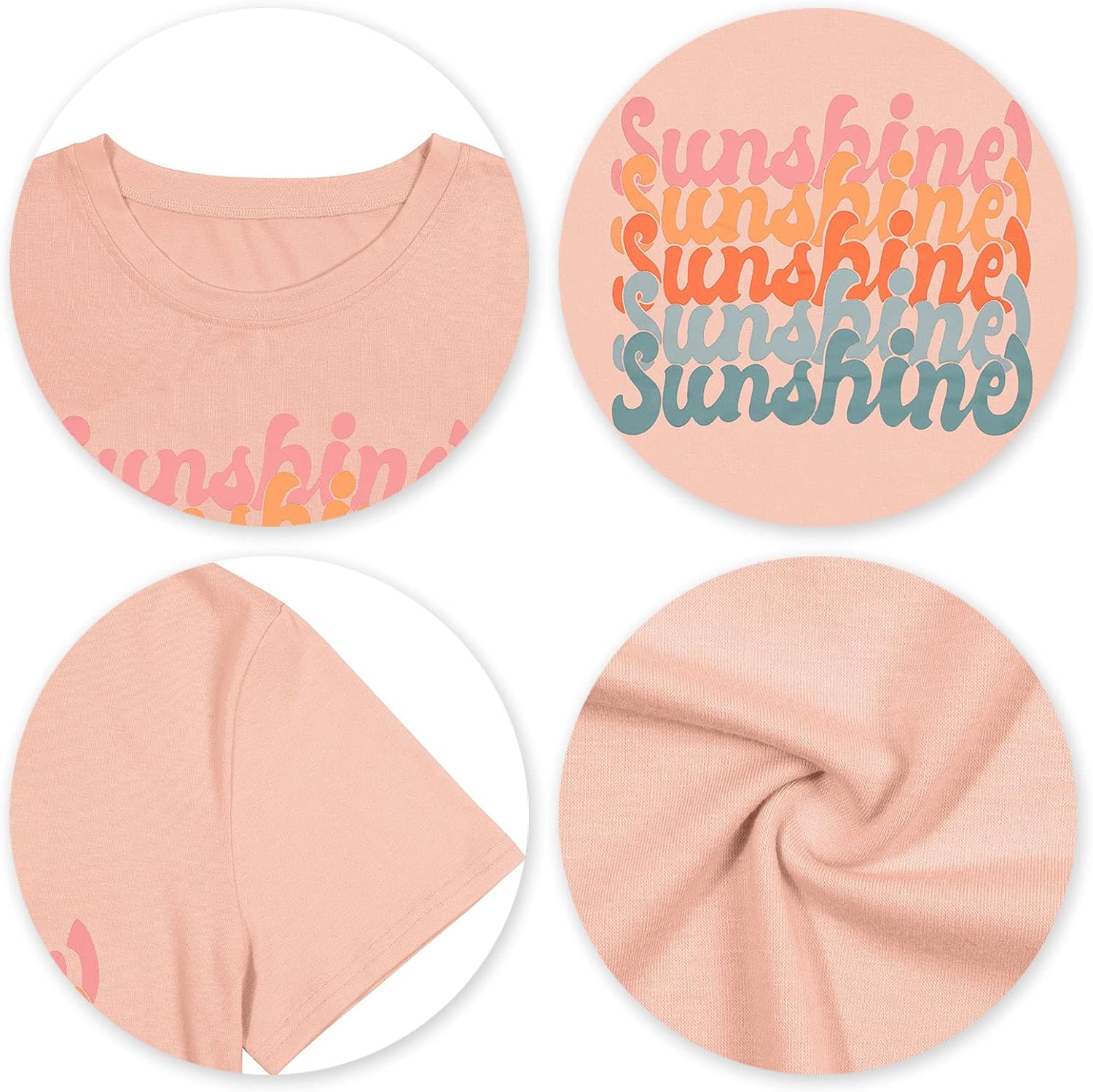 Womens Sunshine Summer Graphic T Shirts Funny Colorful Letter Print Tee Shirt Tropical Vintage Casual Tee Tops - Image 5