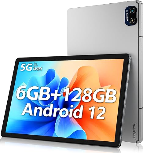 kinstone Tablet Android 12 con 128 GB ROM 1TB Expand, tabletas para juegos de 10.1 pulgadas, tableta octa-core de 2.0 GHz, pantalla IPS FHD de 1920