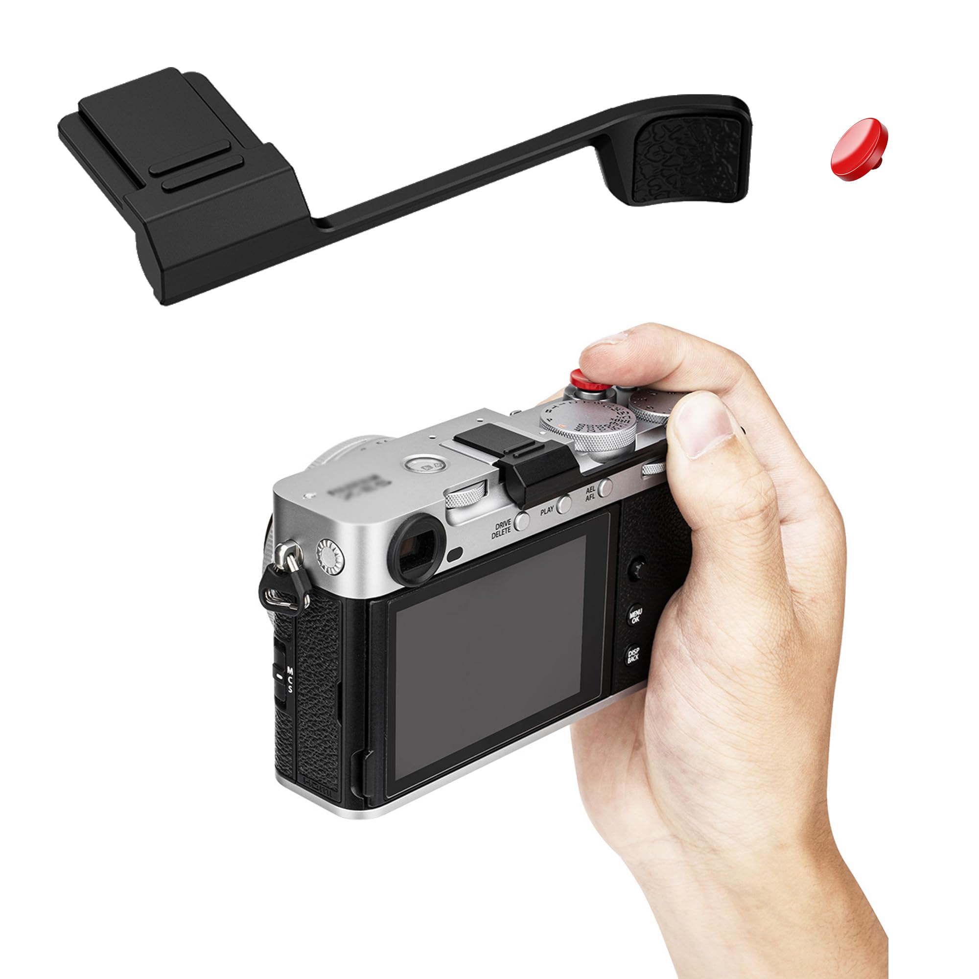 JJC Metal Thumb Grip &amp; Shutter Button for Fujifilm X-E5 XE5 Camera, Black
