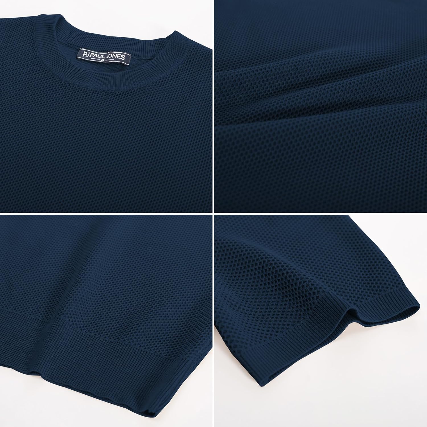 PJ PAUL JONES Mens T-Shirts Crew Neck Waffle Knit Shirt Short Sleeve Tee Shirts Fashion Casual Pullover Tops - Image 5