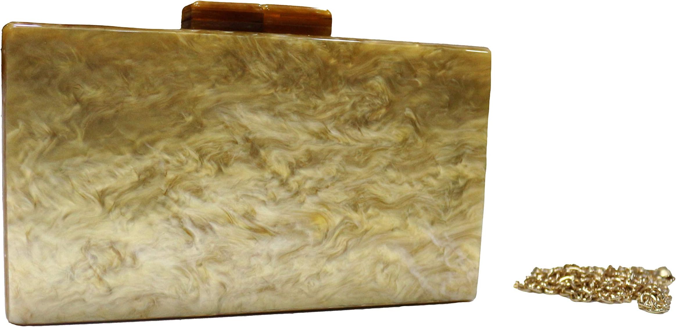Home Minister Women's Acrylic Pearl Finish Clutch (Mustard)