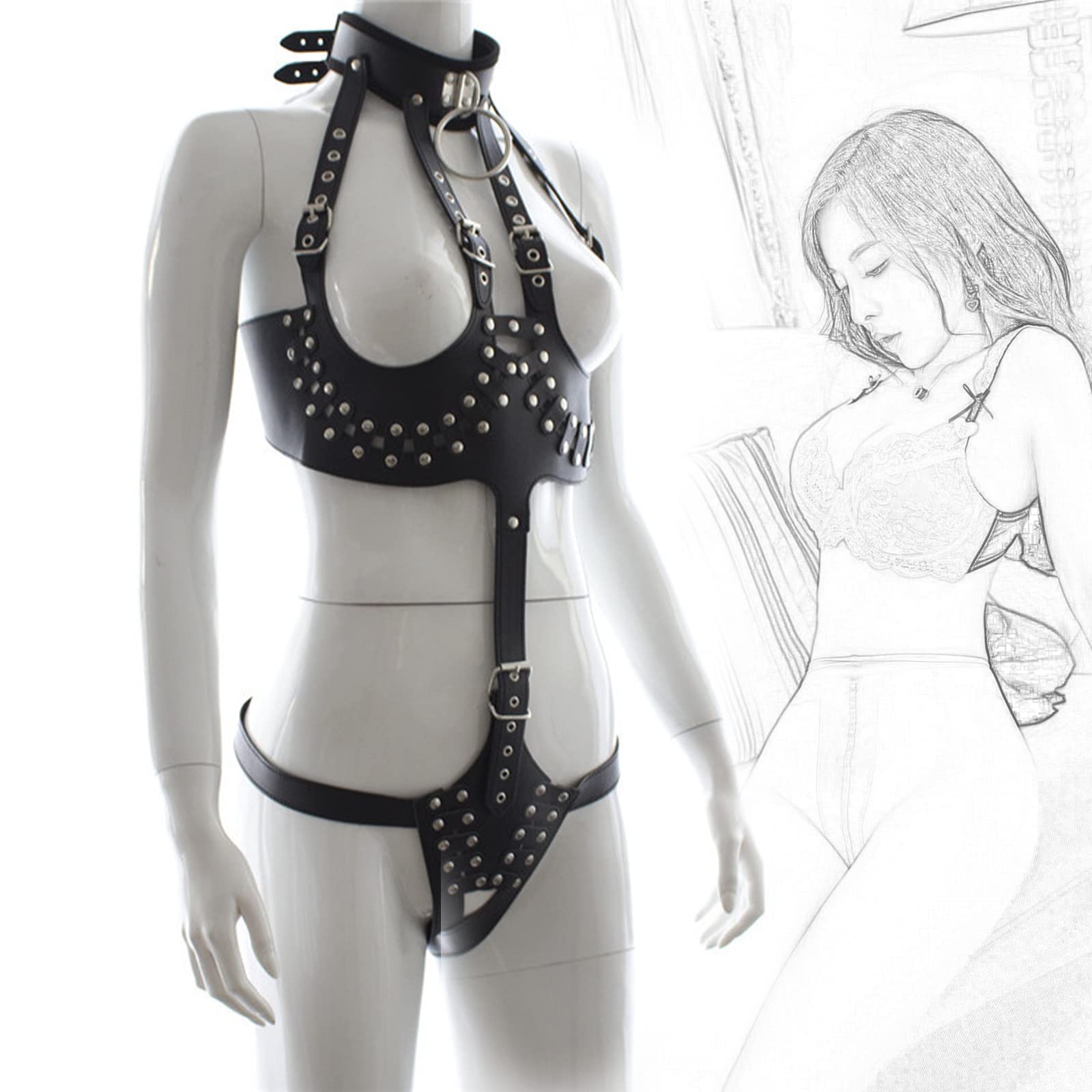 BDSM Bondage Body Harness Regolabile Sexy Biancheria Intima Abbigliamento Cinghie Cintura Di Castità Lingerie Erotica Restraint Set Gioco Ruolo Schiavo Giocattolo Sessuale