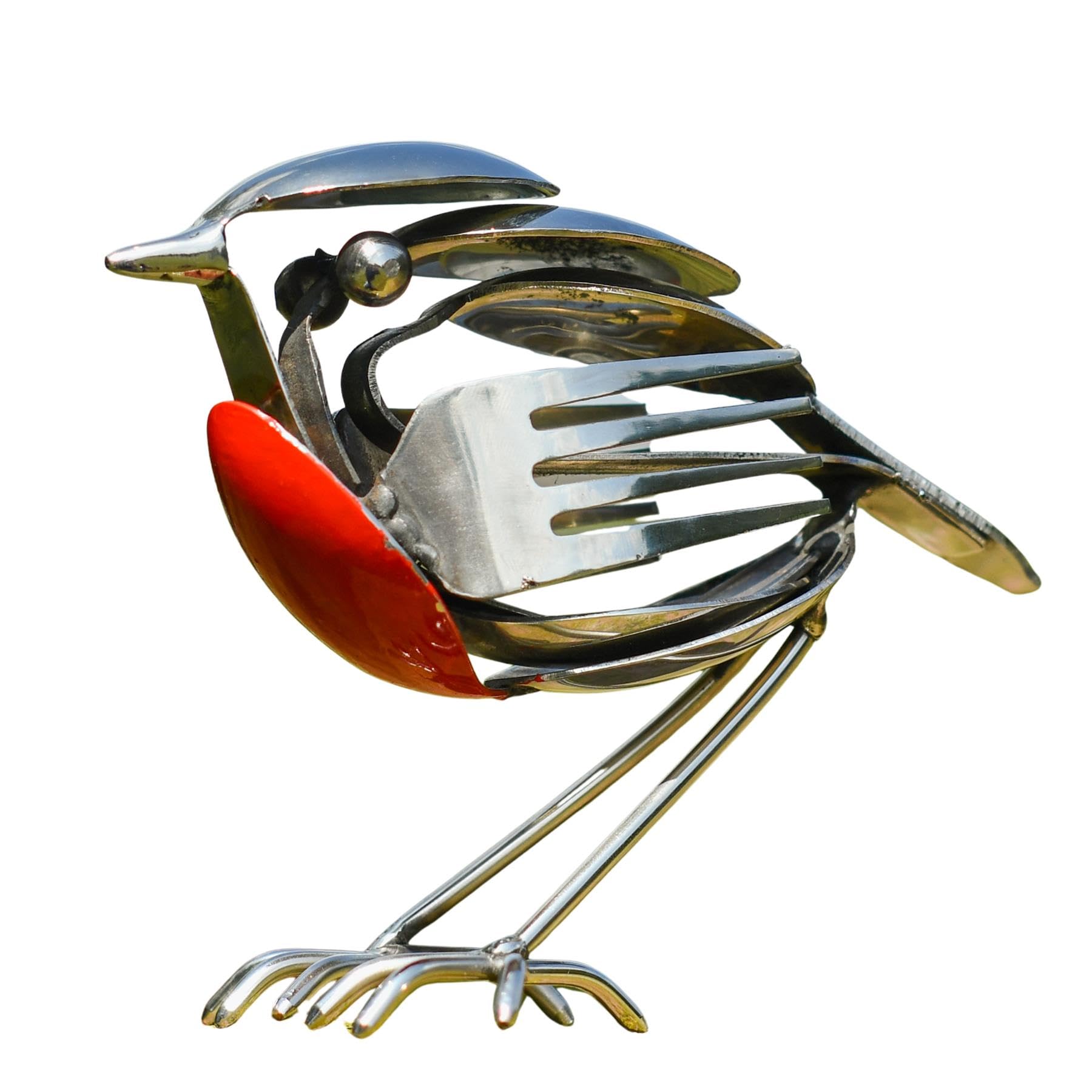 'Chester' The Robin Christmas Decoration - Recycled Metal Art Sculpture Ornament Ecofriendly Rustic Metallic Home Decor made from Upcycled Metal Cutlery