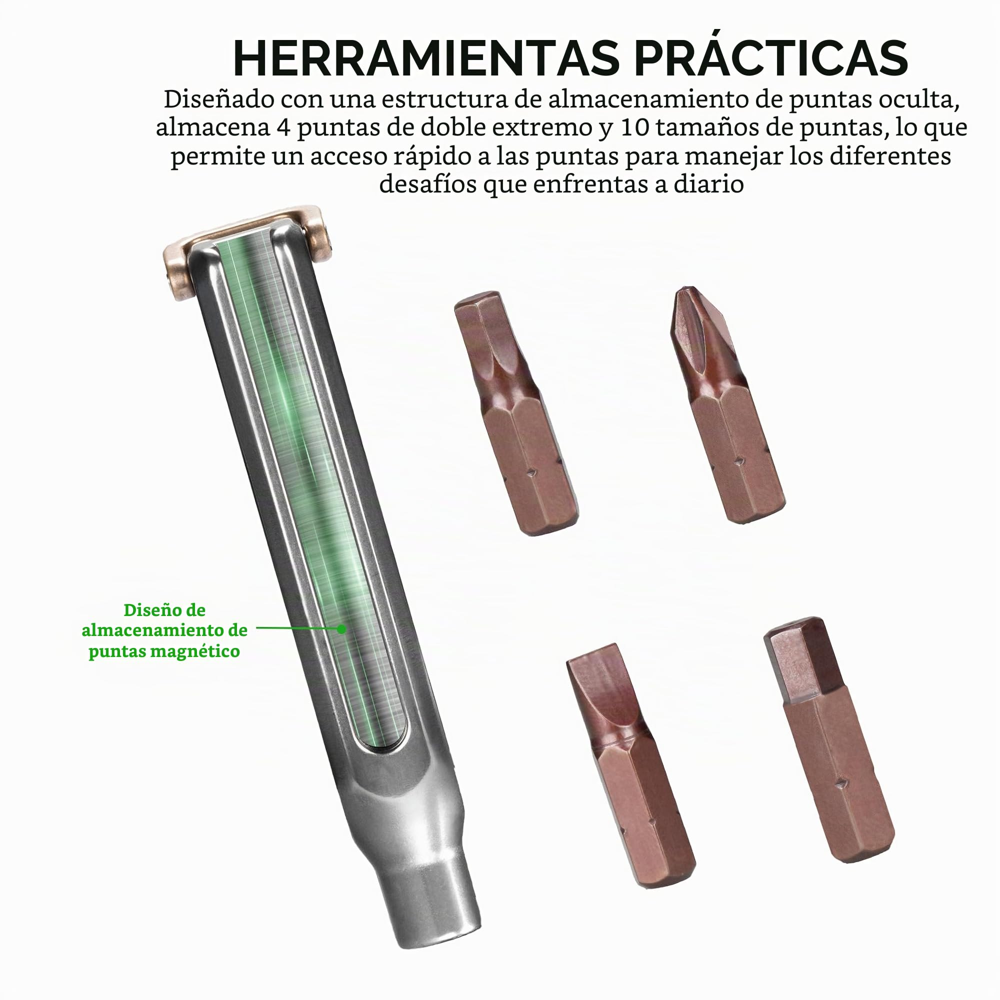 FANAUE Destornillador de bolsillo pequeño EDC de titanio con múltiples bits, kit profesional de herramientas de reparación magnéticas, juego de destornilladores de precisión mini 10 en 1, herramienta