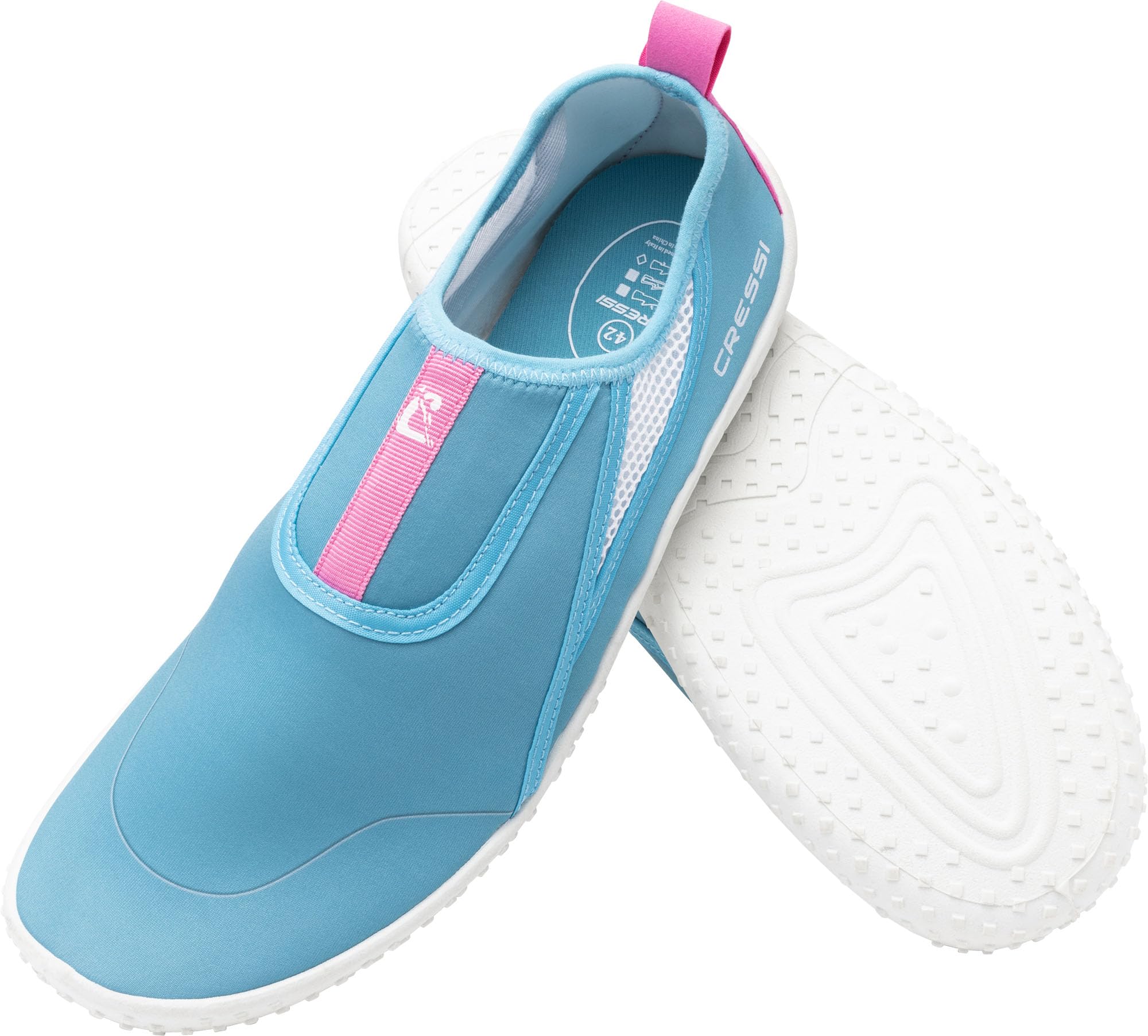 CRESSI Buty Kiwi Azure/Pink White Sole 39 - Unisex Buty Idealne do Sportów Wodnych i Spacerów w Wilgotnym Środowisku, Nad Morzem i na Plaży, Lazurowa