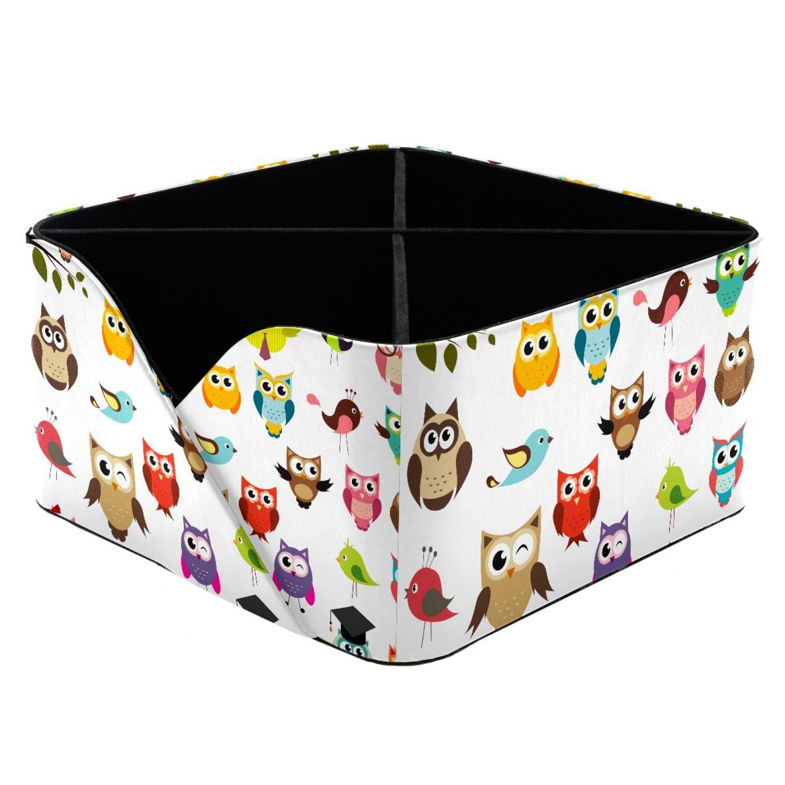 KengjuTesu Cute Owls Desktop Organizer Pen Holder, Rectangular Pencil Cup for Office, Study and Makeup Stations