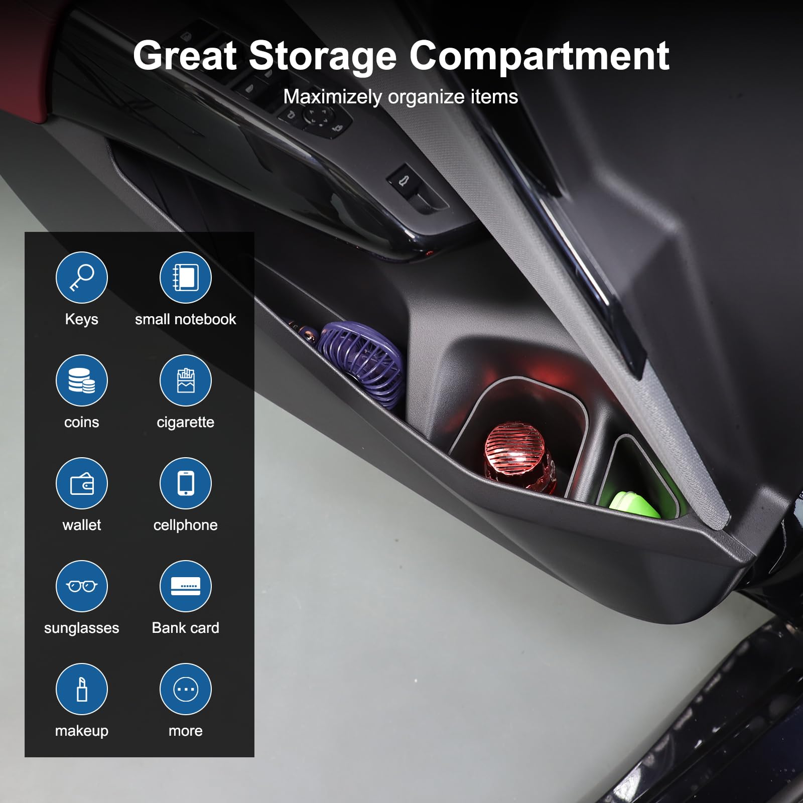 PIUGILH Caja de almacenamiento para puerta delantera de coche adecuada para BMW X3 2025, caja organizadora de puerta de coche para BMW X3 G45 accesorios, juego de 6 organizadores de cenicero de puerta