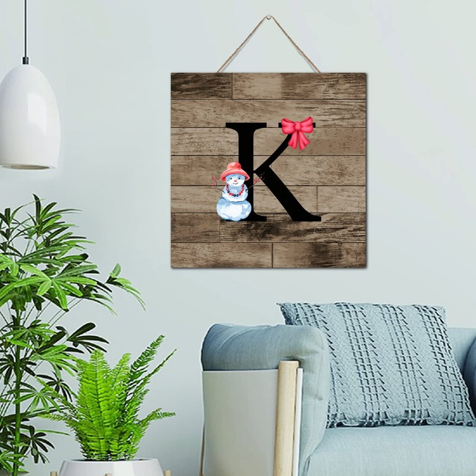 Plaque en bois initiale K le cadeau ideal de style primitif pour decorer un garde-manger