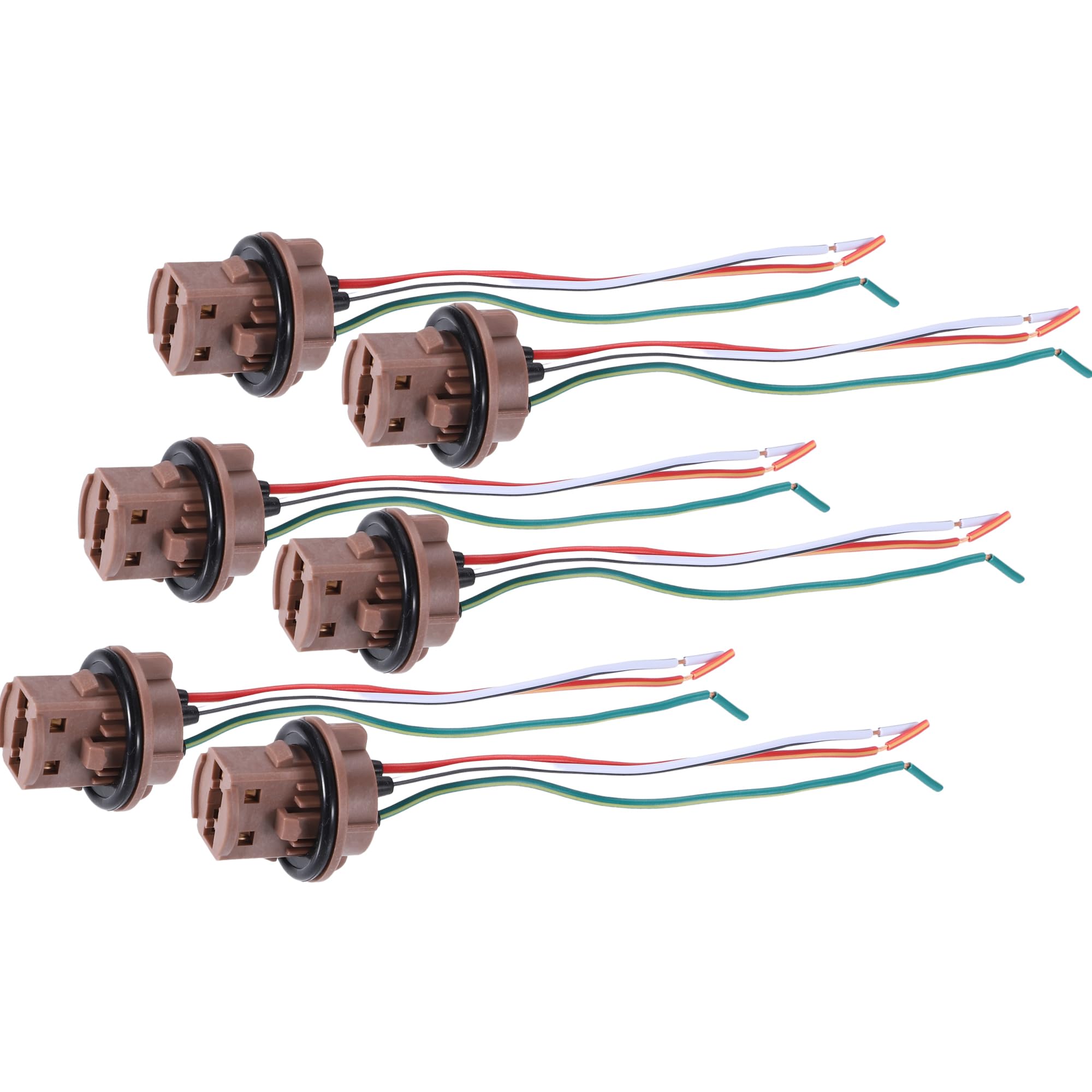 Motoforti Universal 7443 T20 Bulb Sockets Wire Harness, for LED Bulbs Turn Signal Lights Brake Lights Cable Harness Connector, Plastic Metal, Brown,