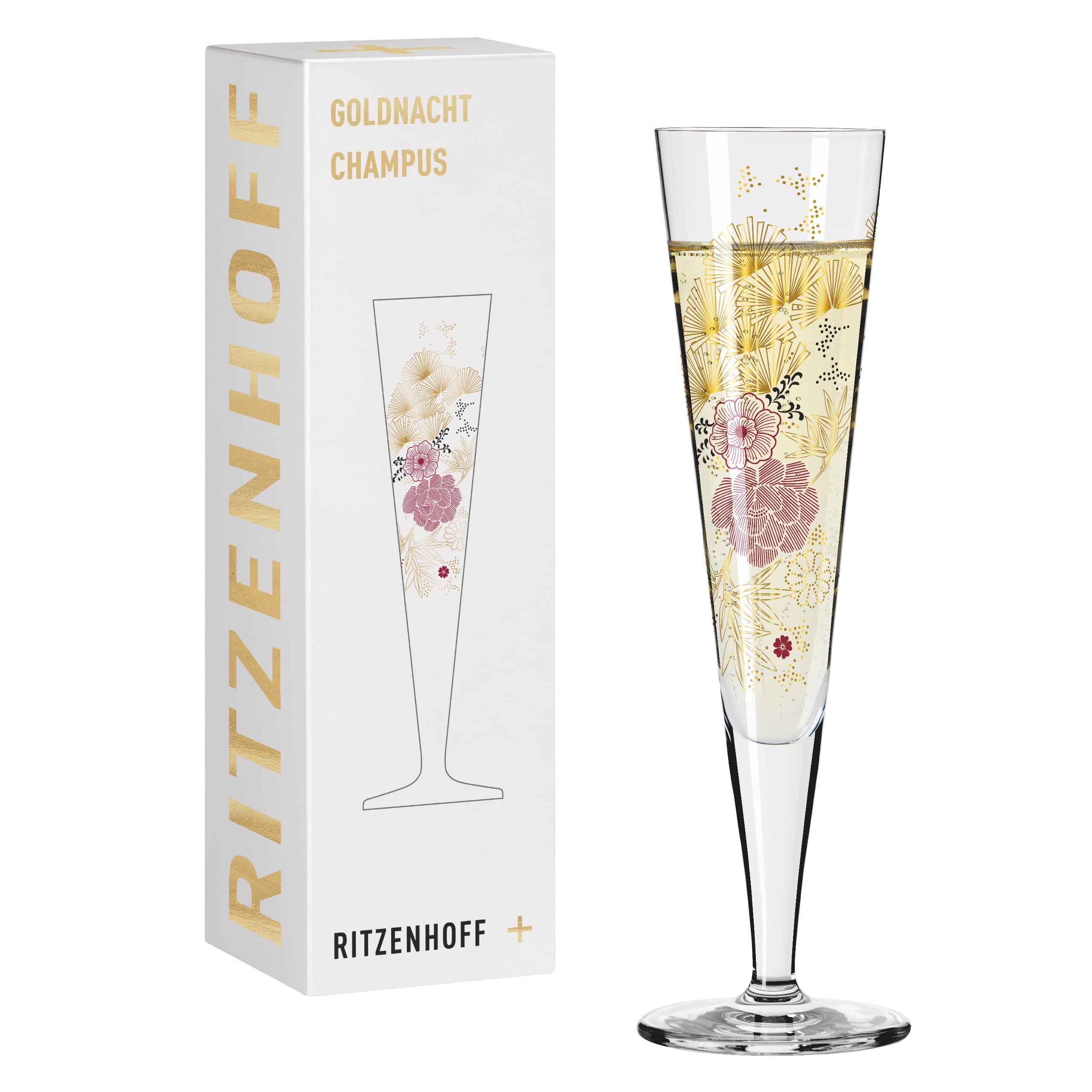 Ritzenhoff Gold Nacht No. 20 Series 1071020 Champagne Glass 200 Ml Elegant Designer Piece With Real Made In Germany