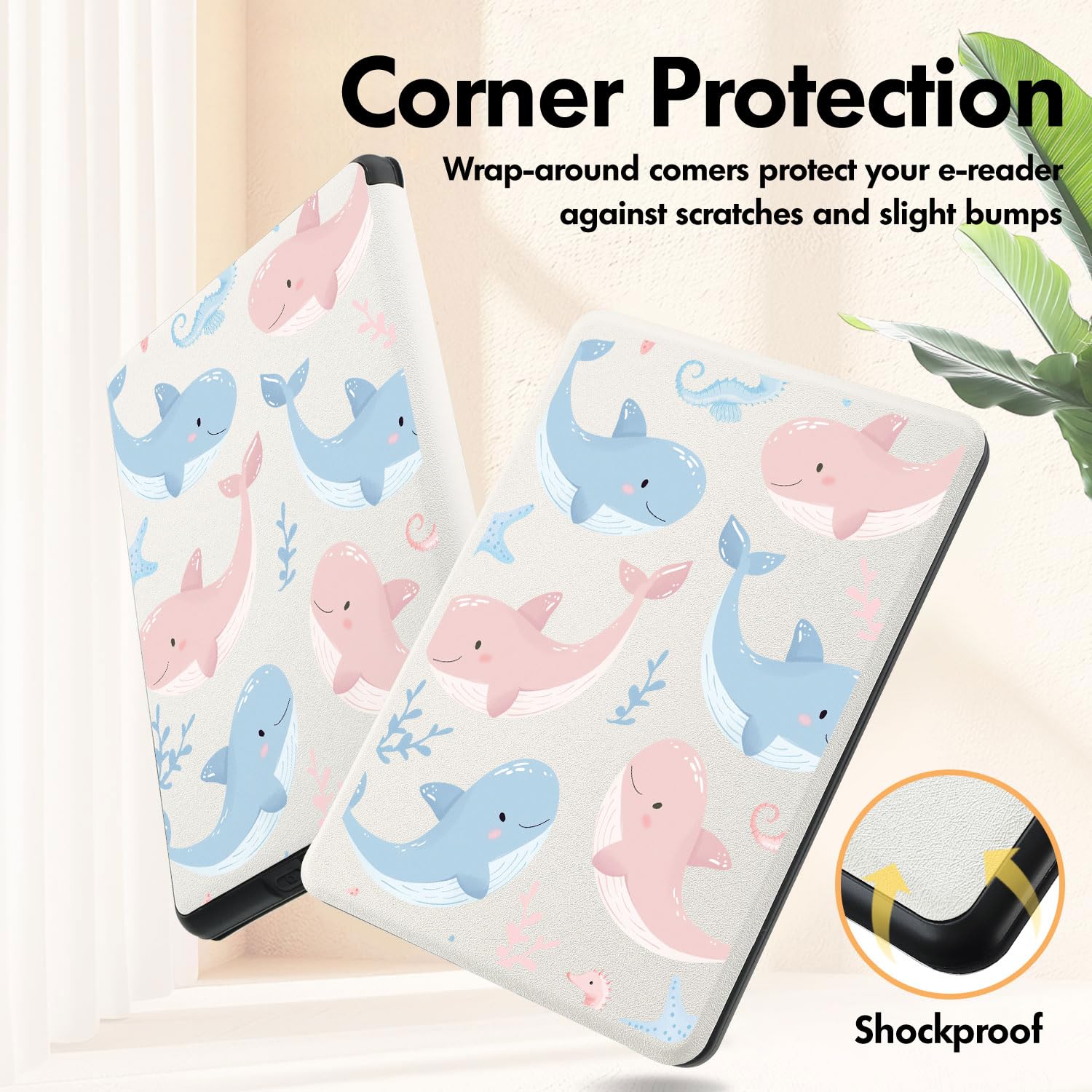 Capa fofa Dolphin Seahorse para Kindle Paperwhite de 7 polegadas