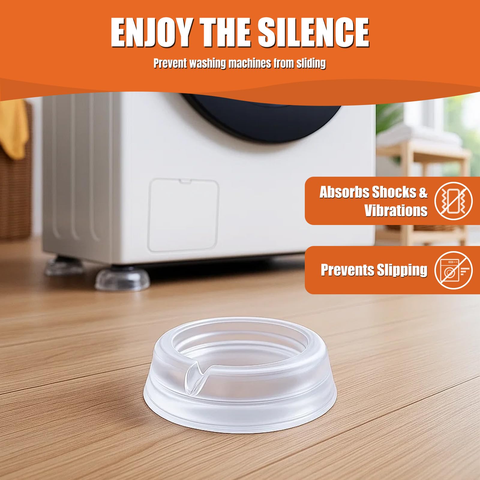Washer Anti Vibration Pads, Clear Non Slip Stabilizers, 4 Pack — Amazon image 3