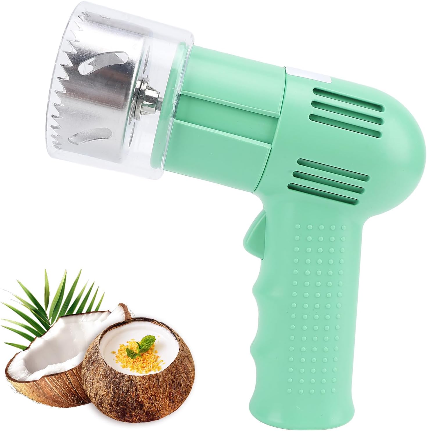 Automatic Electric Coconut Opener,304 Stainless Steel Automatic Coconut Opener Machine,Portable Coconut Shell Opener Cutter Tool for Young Old Coconuts (Green)
