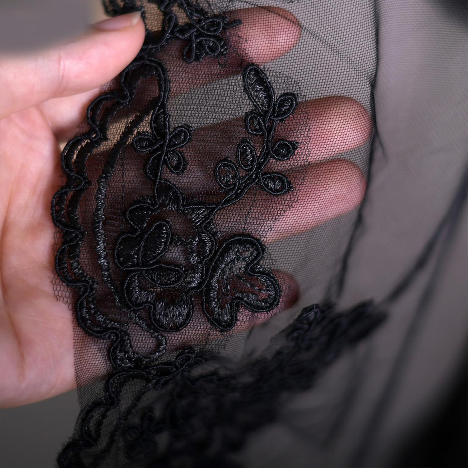 Dark Veil Lace Veils Mantilla Head Covering Wedding Hair Accessories Black Wedding Headscarf Lace Black Bridal Veil