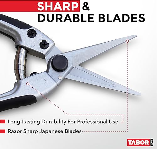 Miniatura 2 de TABOR TOOLS K18A Tijeras de podar rectas, tijeras de floristería, tijeras de jardín multitarea para arreglar flores, recortar plantas y cosechar