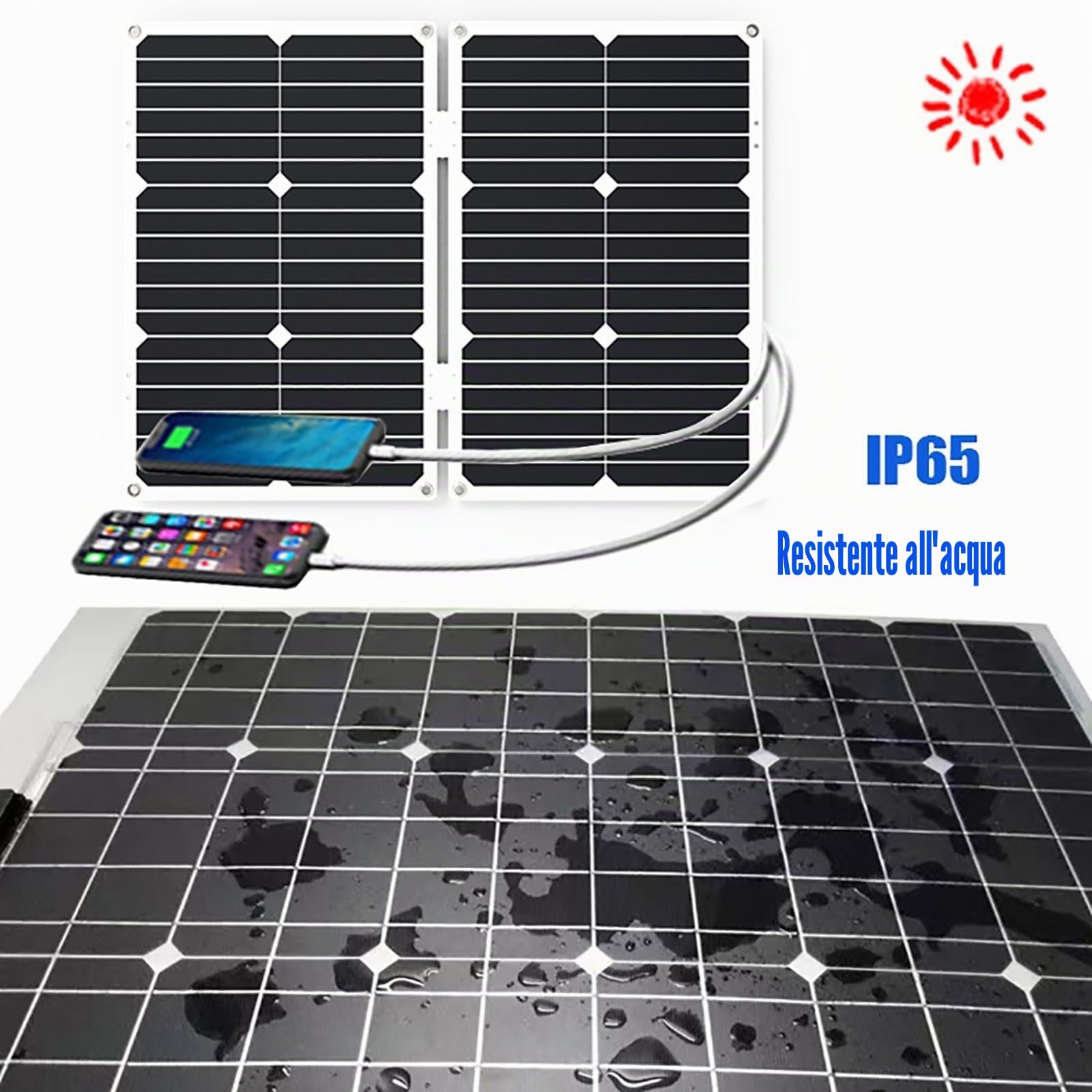 Kit Completo Di Pannelli Solari 4000W 6000W Kit Di Sistema Inverter Solare Con Pannello Fotovoltaico Pieghevole Da 50W E Regolatore Da 50A Sistema Di Rete Domestica Con Generatore Solare(6000W,12V-110