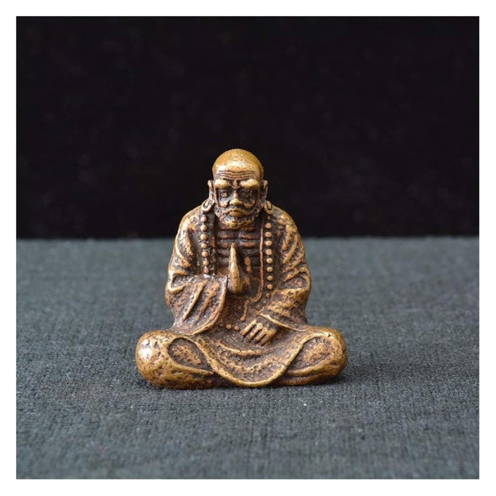 XCFTYRU Vintage Brass Statue， Antique Bronze Buddha Statue Dharma Copper Figurines Miniatures Buddhism Founder