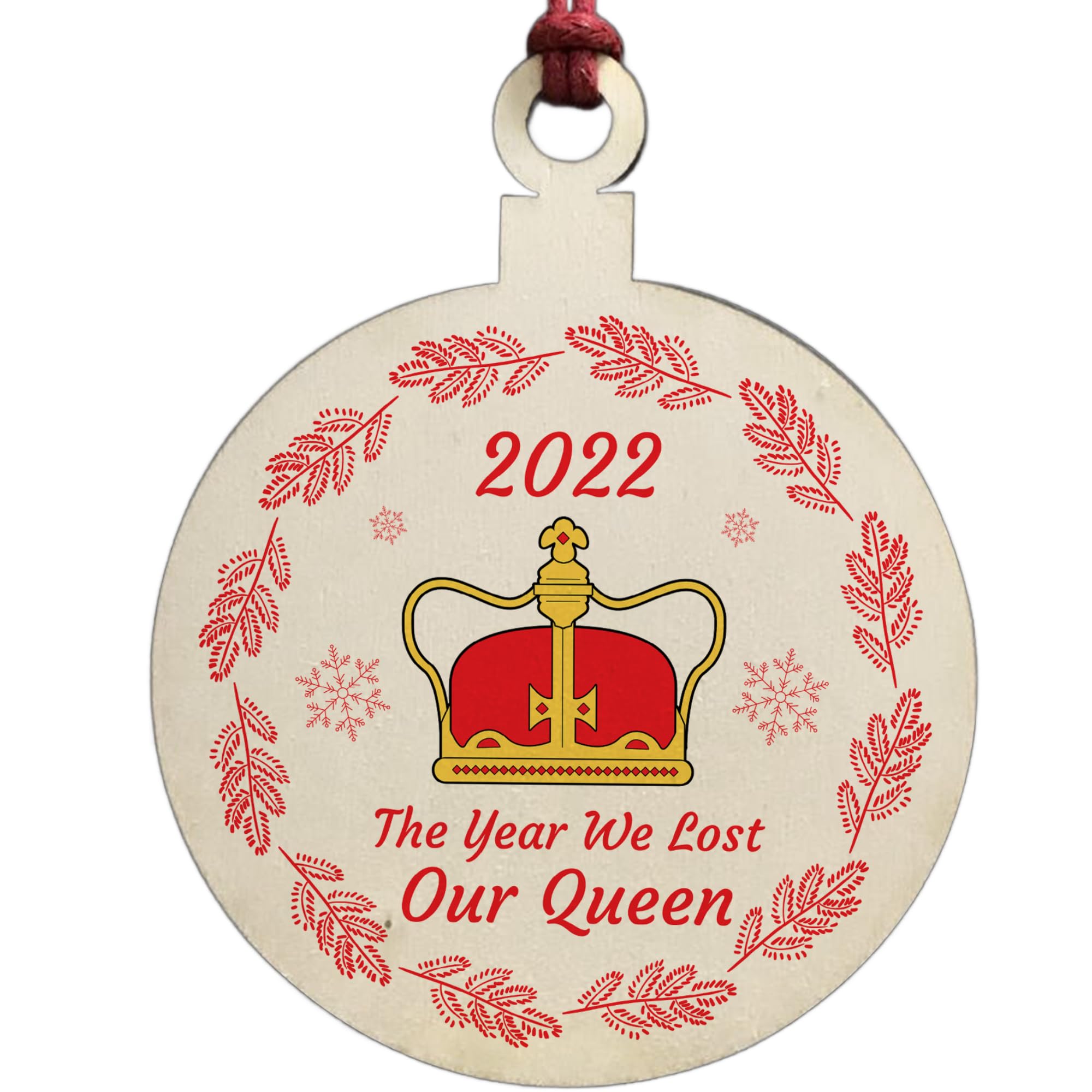 Red Ocean Queen Elizabeth II Memorial Plaque Wood Christmas Bauble Tree Decoration Keepsake